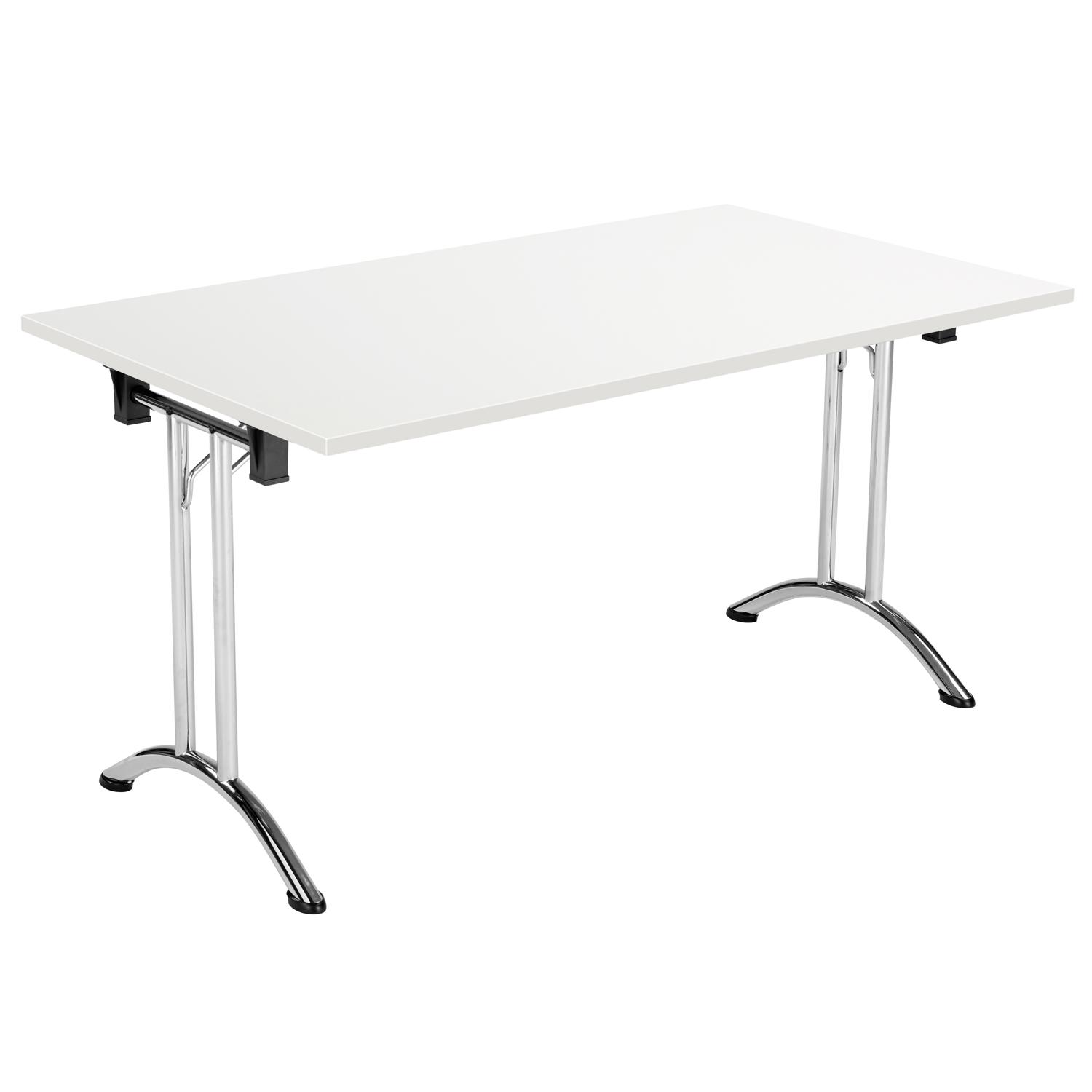 One Union Rectangular Folding Table  1400 X 800 White/Chrome