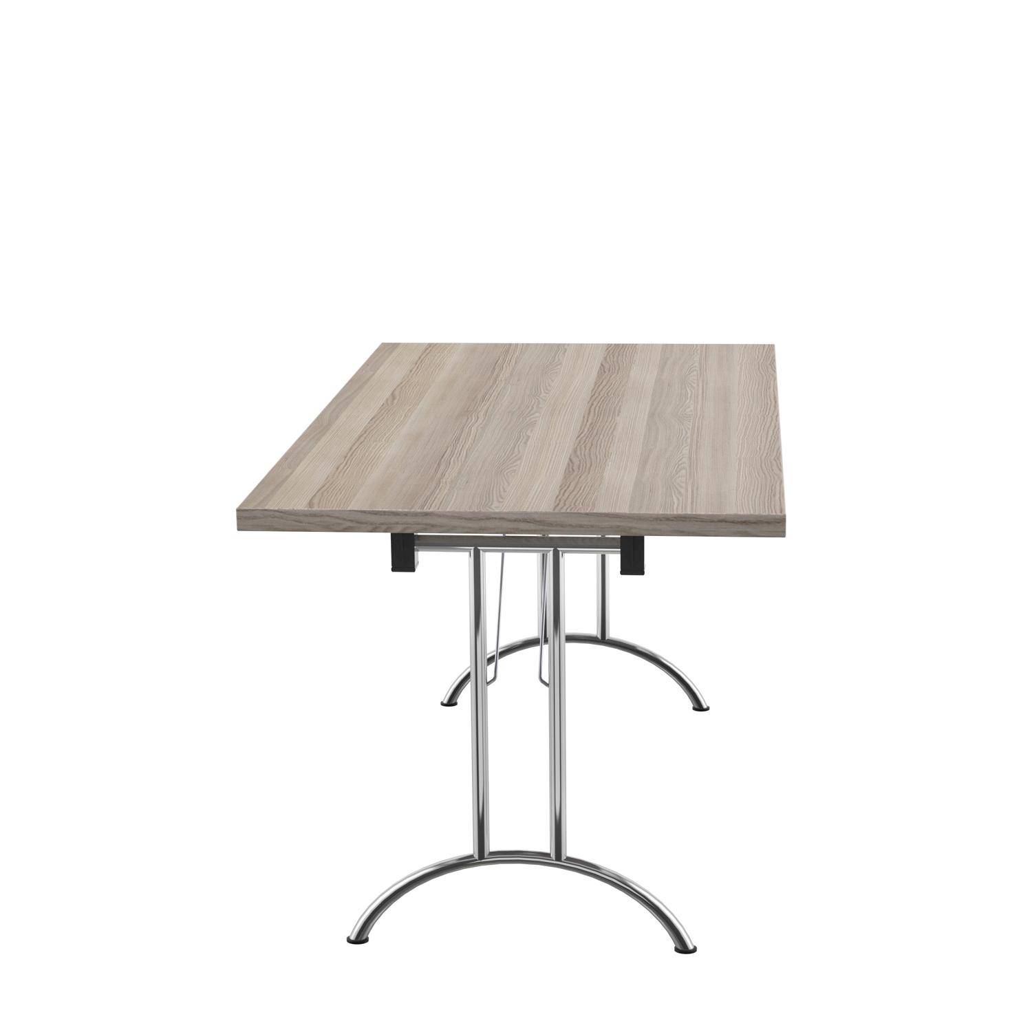 One Union Rectangular Folding Table  1400 X 800 Grey Oak/Silver
