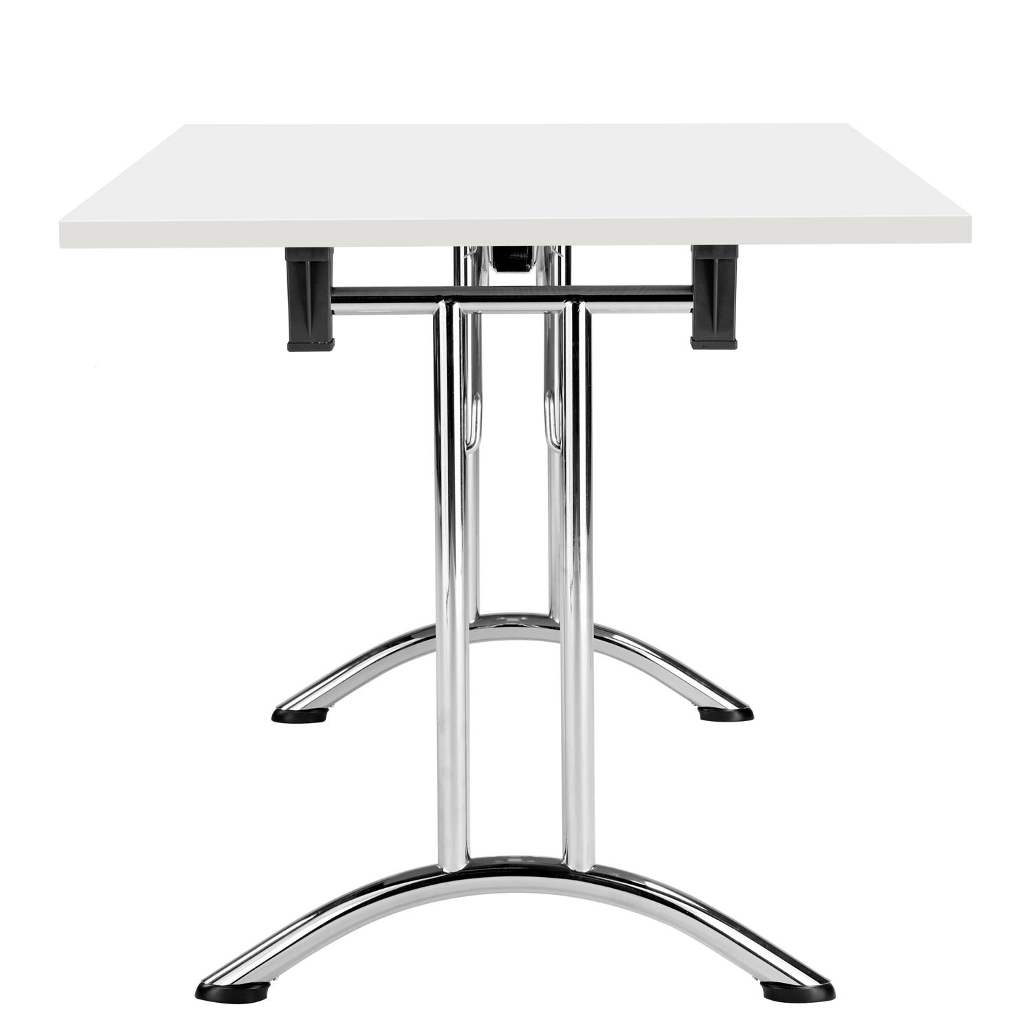 One Union Rectangular Folding Table  1600 X 800 White/Chrome