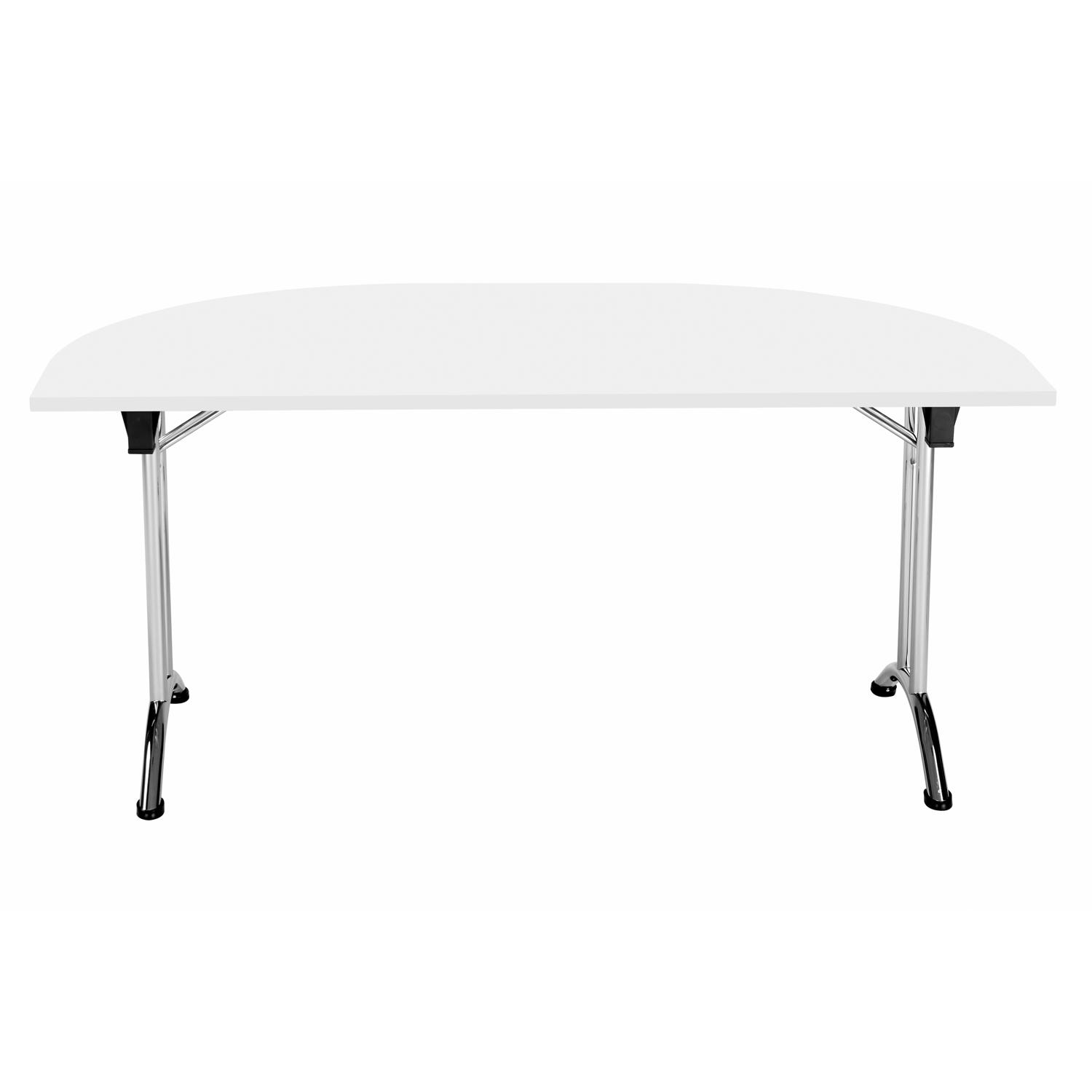 One Union D-End Folding Table  1600 X 800 White/Chrome