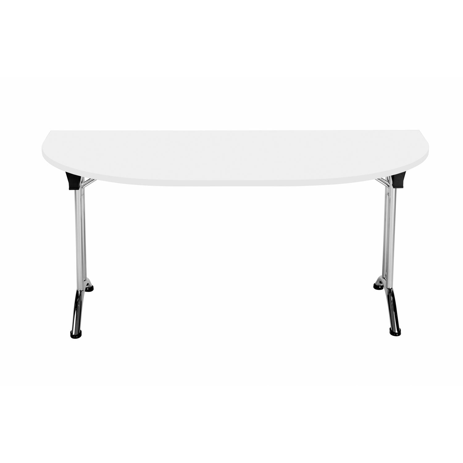 One Union D-End Folding Table  1600 X 800 White/Chrome