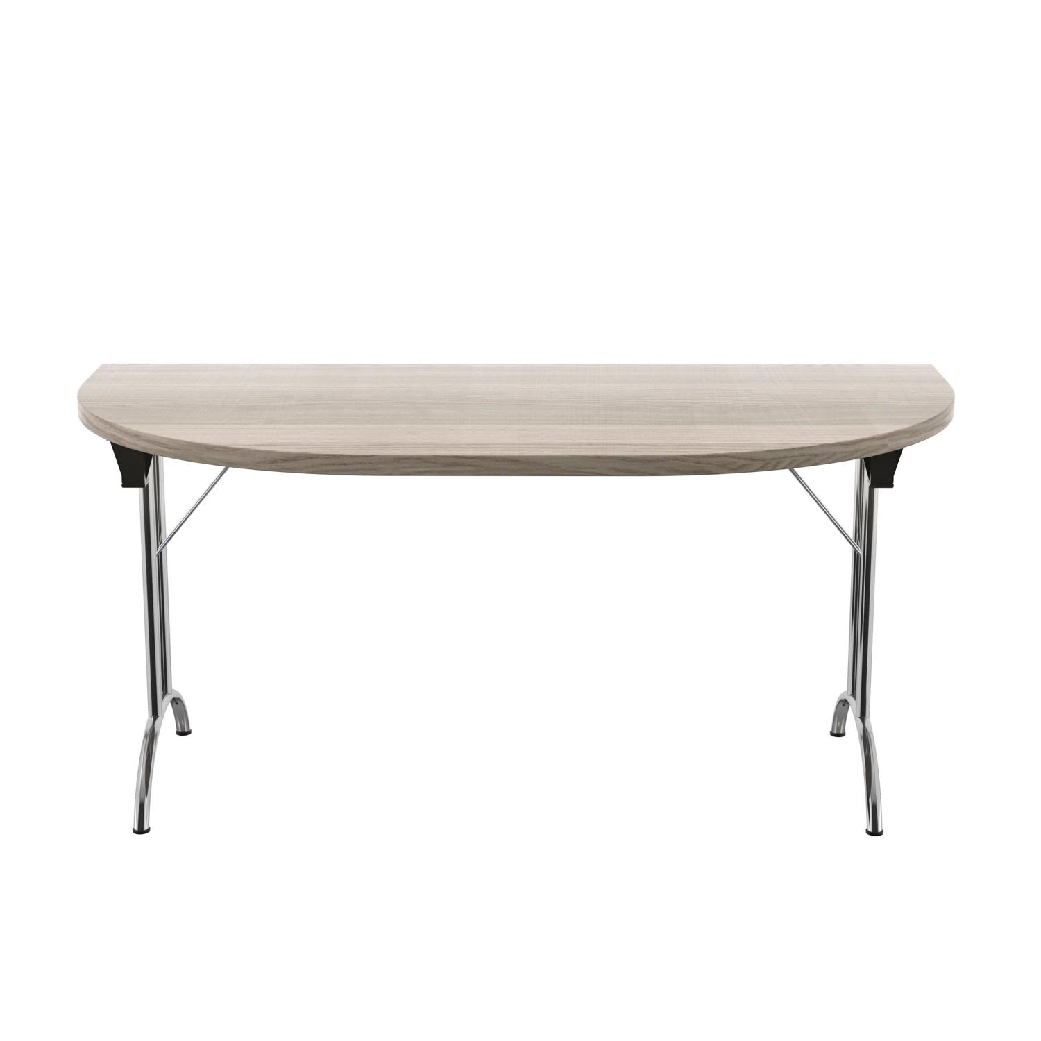 One Union D-End Folding Table  1600 X 800 Grey Oak/Silver