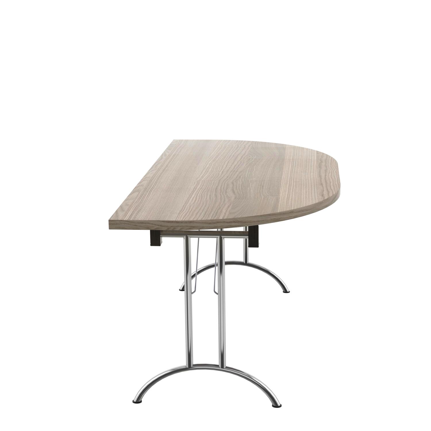 One Union D-End Folding Table  1600 X 800 Grey Oak/Silver