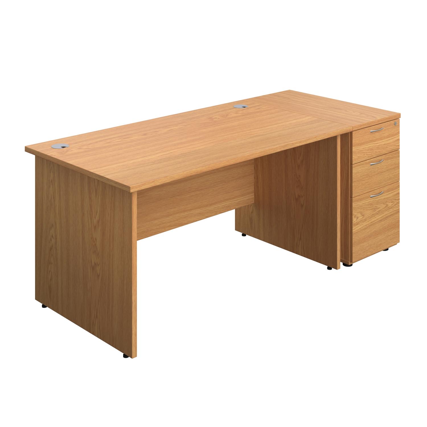 Panel Rectangular Desk + 3 Drawer Desk High Pedestal Bundle  1400X800 Nova Oak/Nova Oak