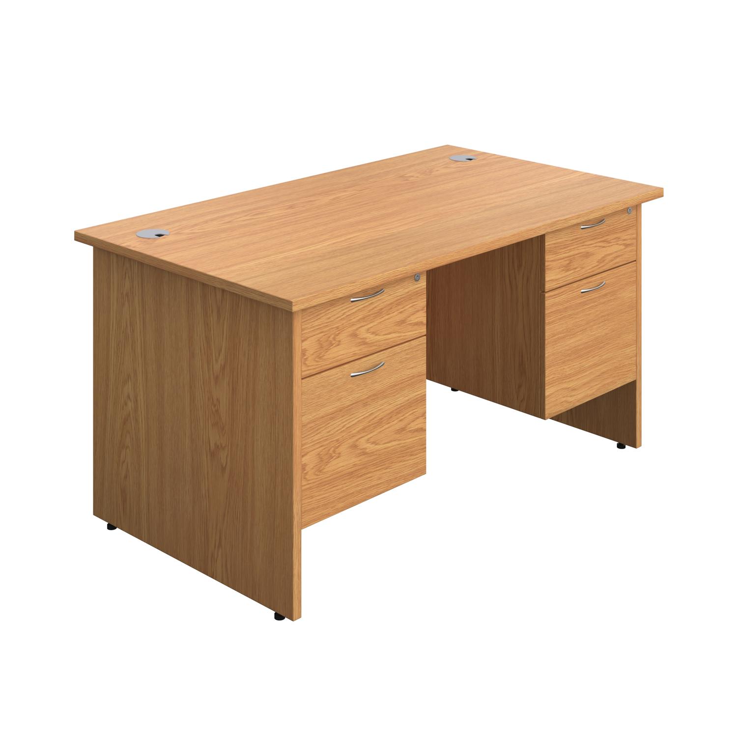 Panel Rectangular Desk + 2 X 2 Drawer Fixed Pedestal Bundle  1400X800 Nova Oak/Nova Oak