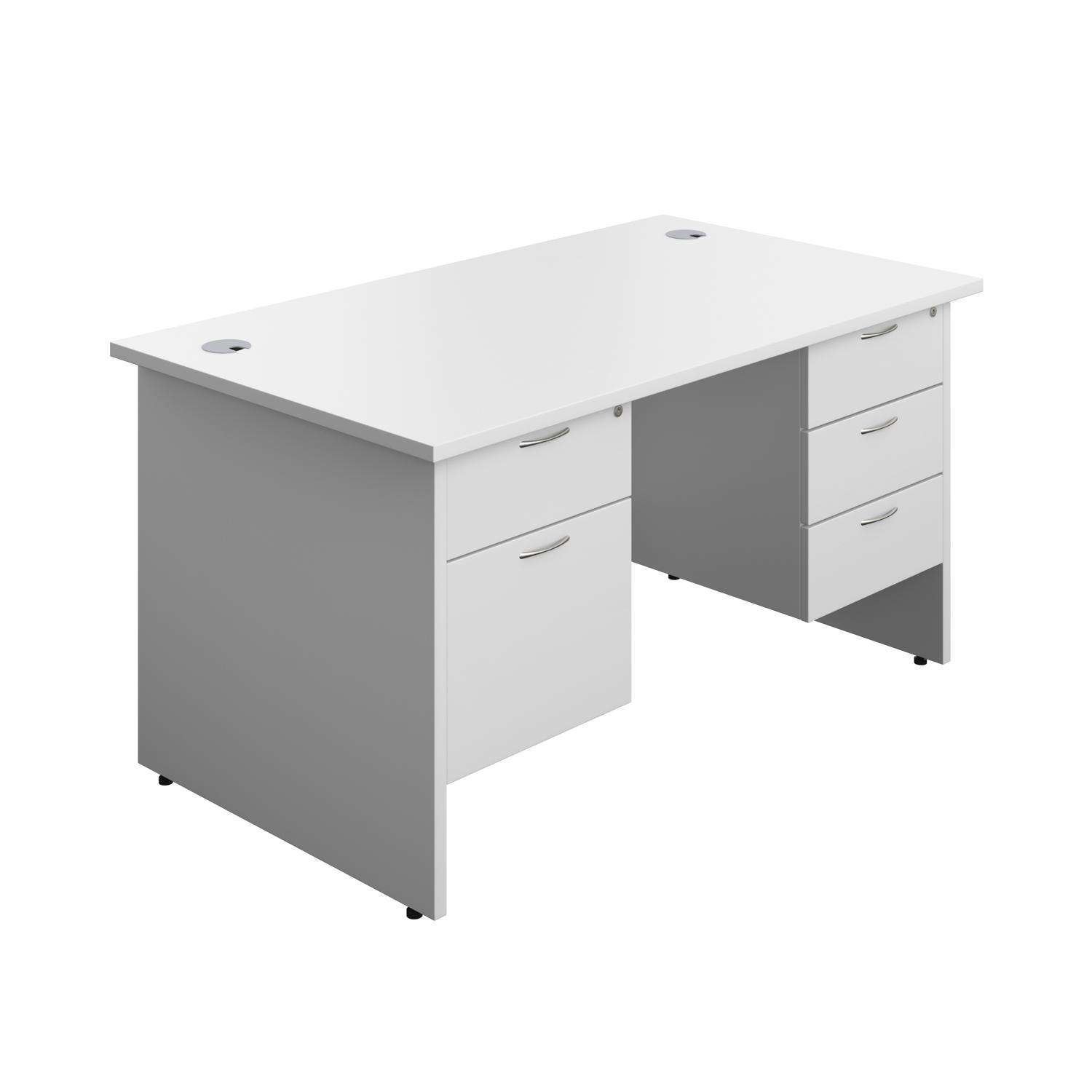 Panel Rectangular Desk + 2 & 3 Drawer Fixed Pedestal Bundle 1400X800 White/White Panel Rectangular Desk + 2 & 3 Drawer Fixed Pedestal Bundle 1400X800 White/White