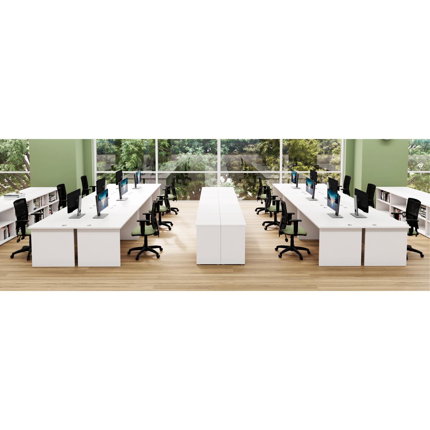 Panel Rectangular Desk: 600mm Deep 1600X600 White/White