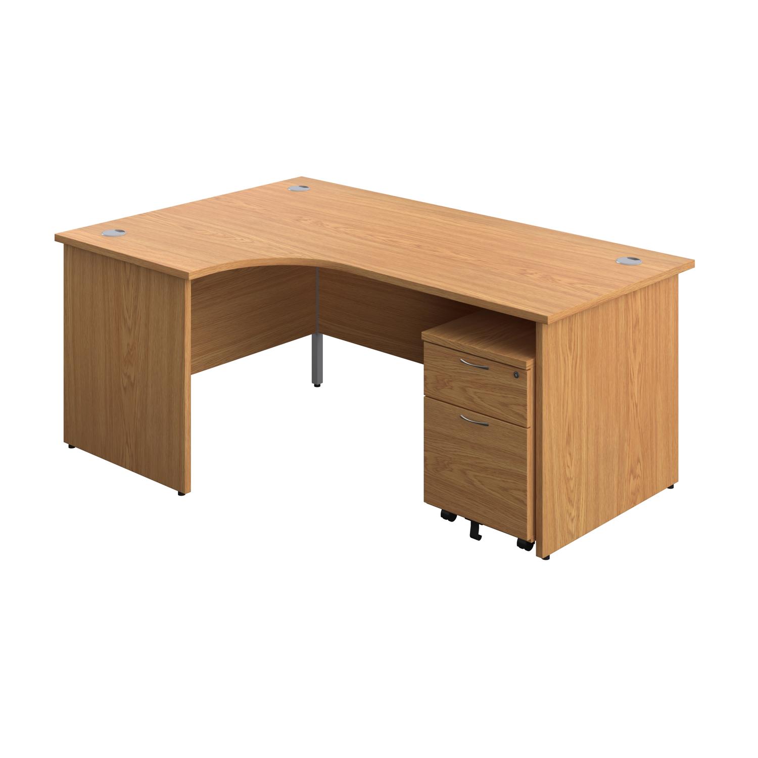 Panel Left Hand Radial Desk + 2 Drawer Mobile Pedestal Bundle  1800X1200 Nova Oak/Nova Oak