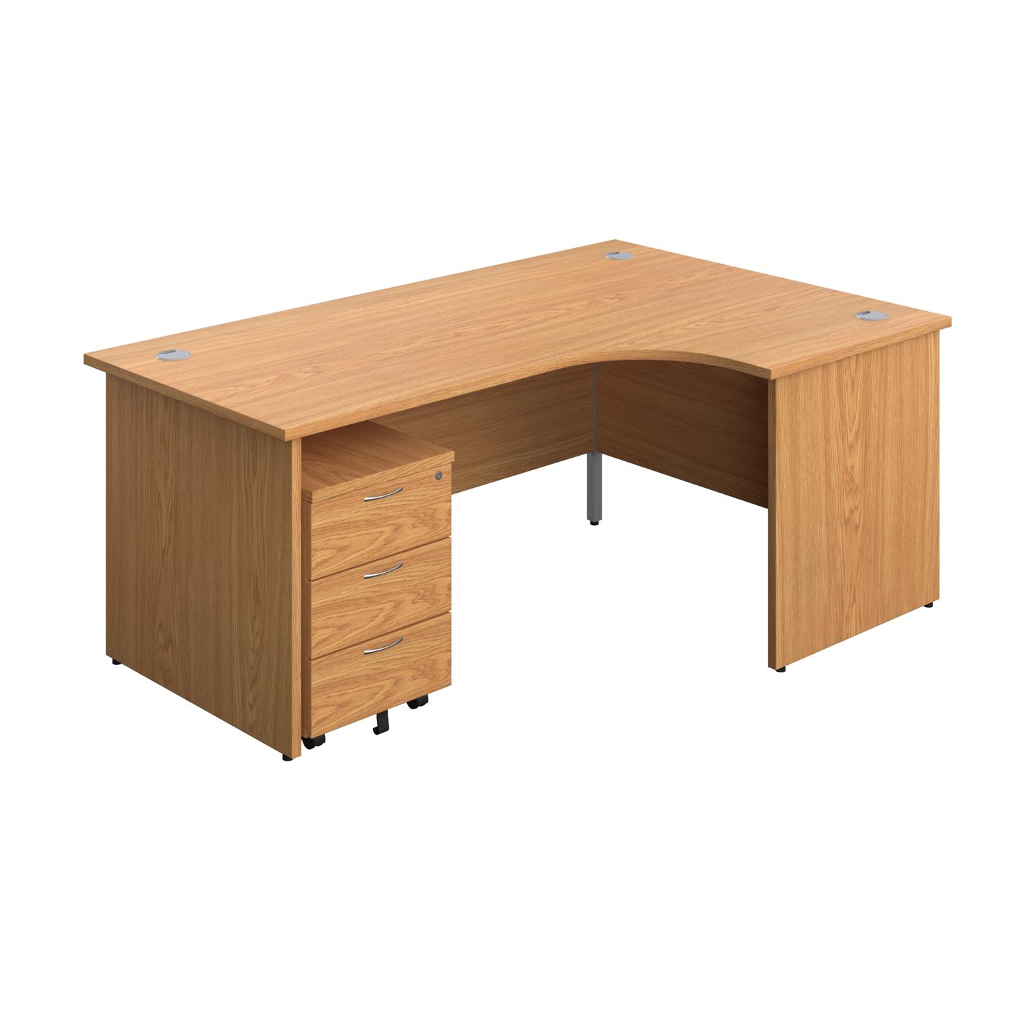 Panel Right Hand Radial Desk + 3 Drawer Mobile Pedestal Bundle 1800X1200 Nova Oak/Nova Oak Panel Right Hand Radial Desk + 3 Drawer Mobile Pedestal Bundle 1800X1200 Nova Oak/Nova Oak
