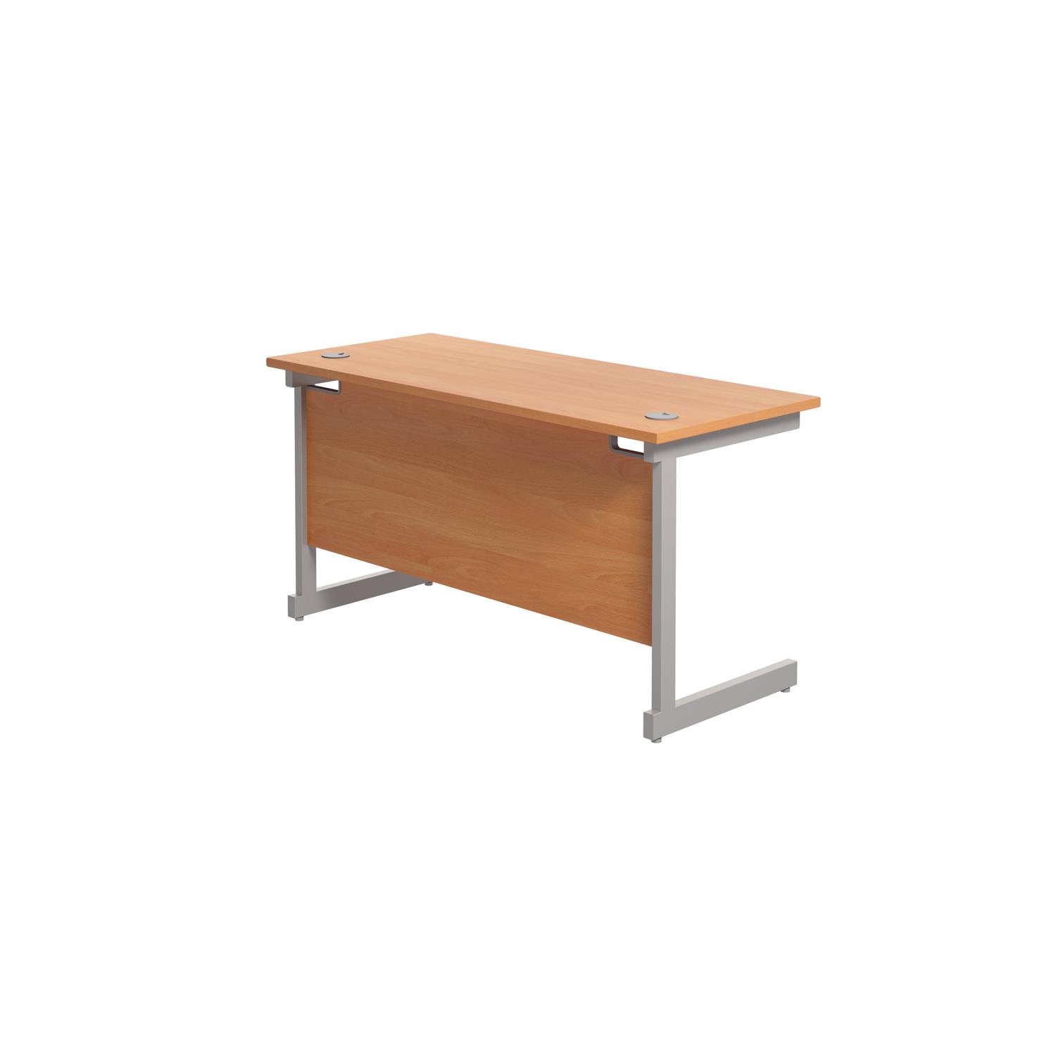 Single Upright Rectangular Desk: 600mm Deep  1200 X 600 Beech/Silver