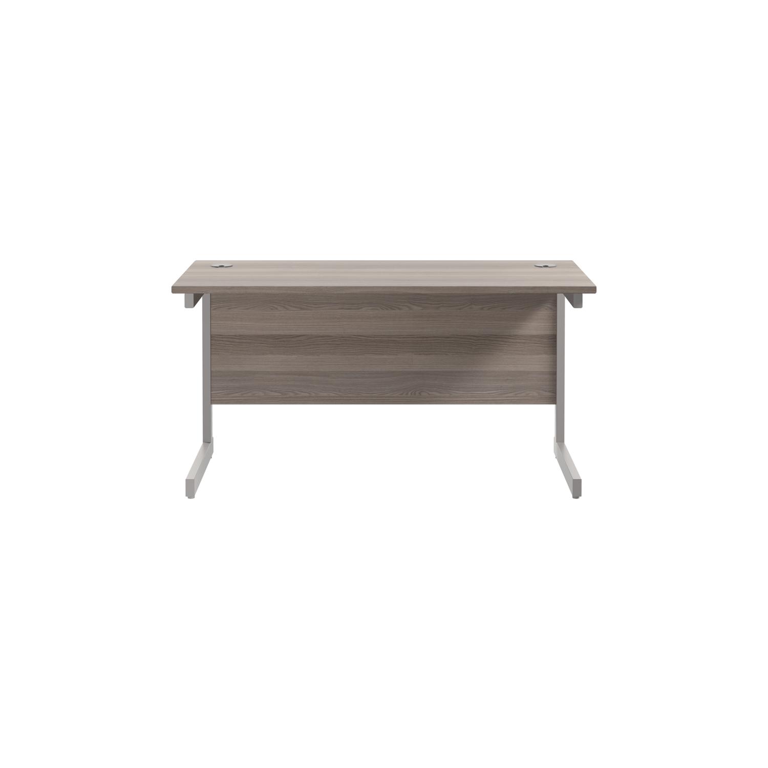 Single Upright Rectangular Desk: 600mm Deep  1200 X 600 Grey Oak/Silver