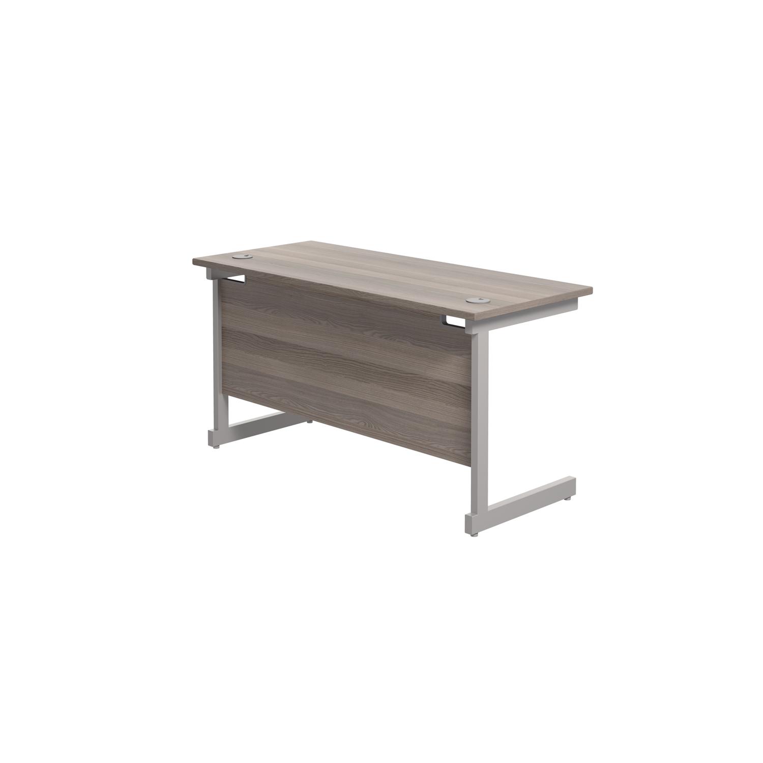 Single Upright Rectangular Desk: 600mm Deep  1200 X 600 Grey Oak/Silver