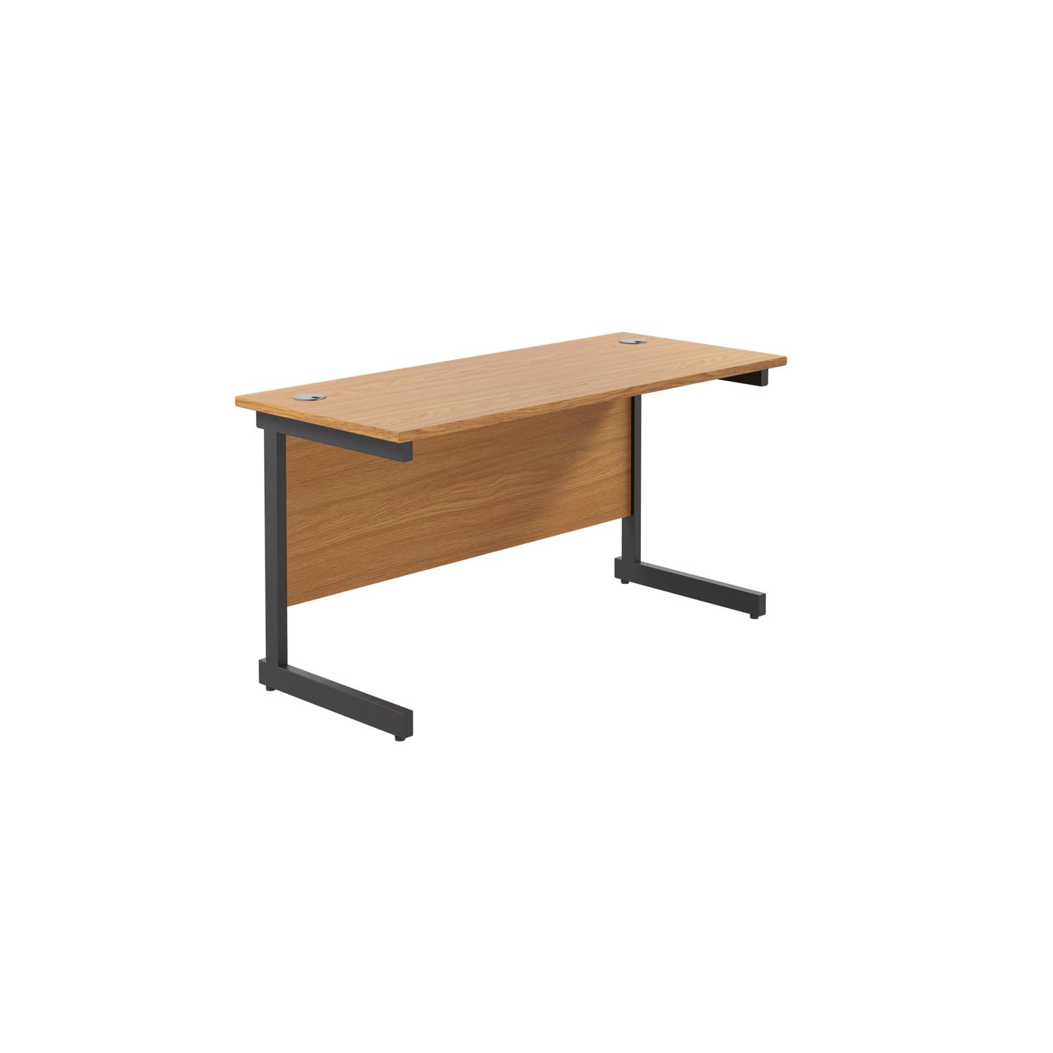 Single Upright Rectangular Desk: 600mm Deep  1200 X 600 Nova Oak/Black