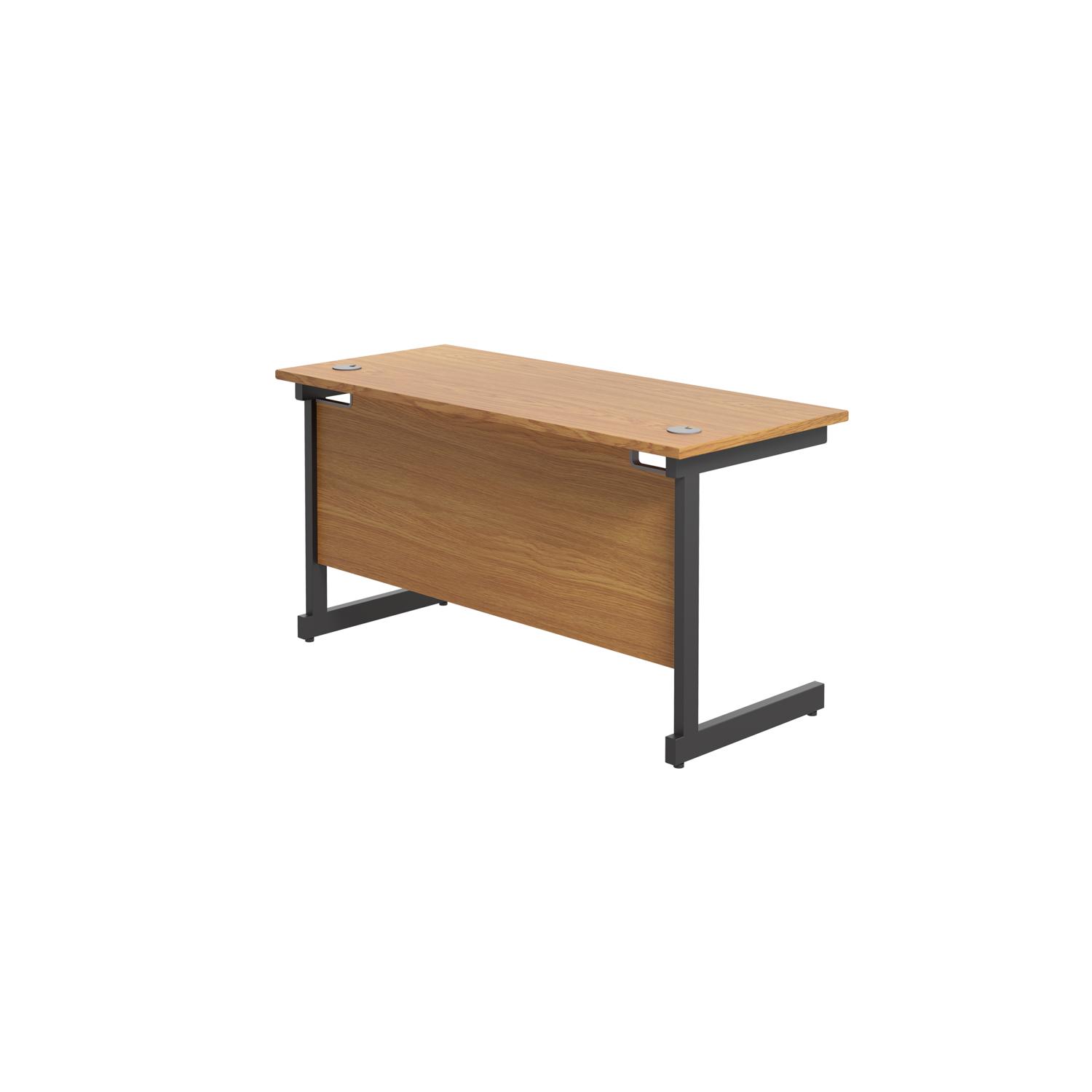 Single Upright Rectangular Desk: 600mm Deep  1200 X 600 Nova Oak/Black