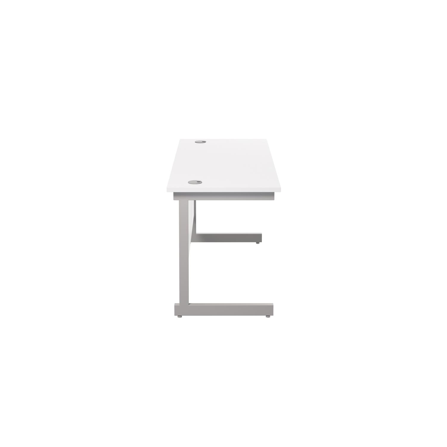 Single Upright Rectangular Desk: 600mm Deep 1200 X 600 White/Silver Single Upright Rectangular Desk: 600mm Deep 1200 X 600 White/Silver