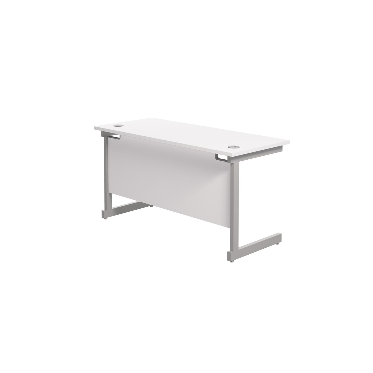 Single Upright Rectangular Desk: 600mm Deep 1200 X 600 White/Silver Single Upright Rectangular Desk: 600mm Deep 1200 X 600 White/Silver