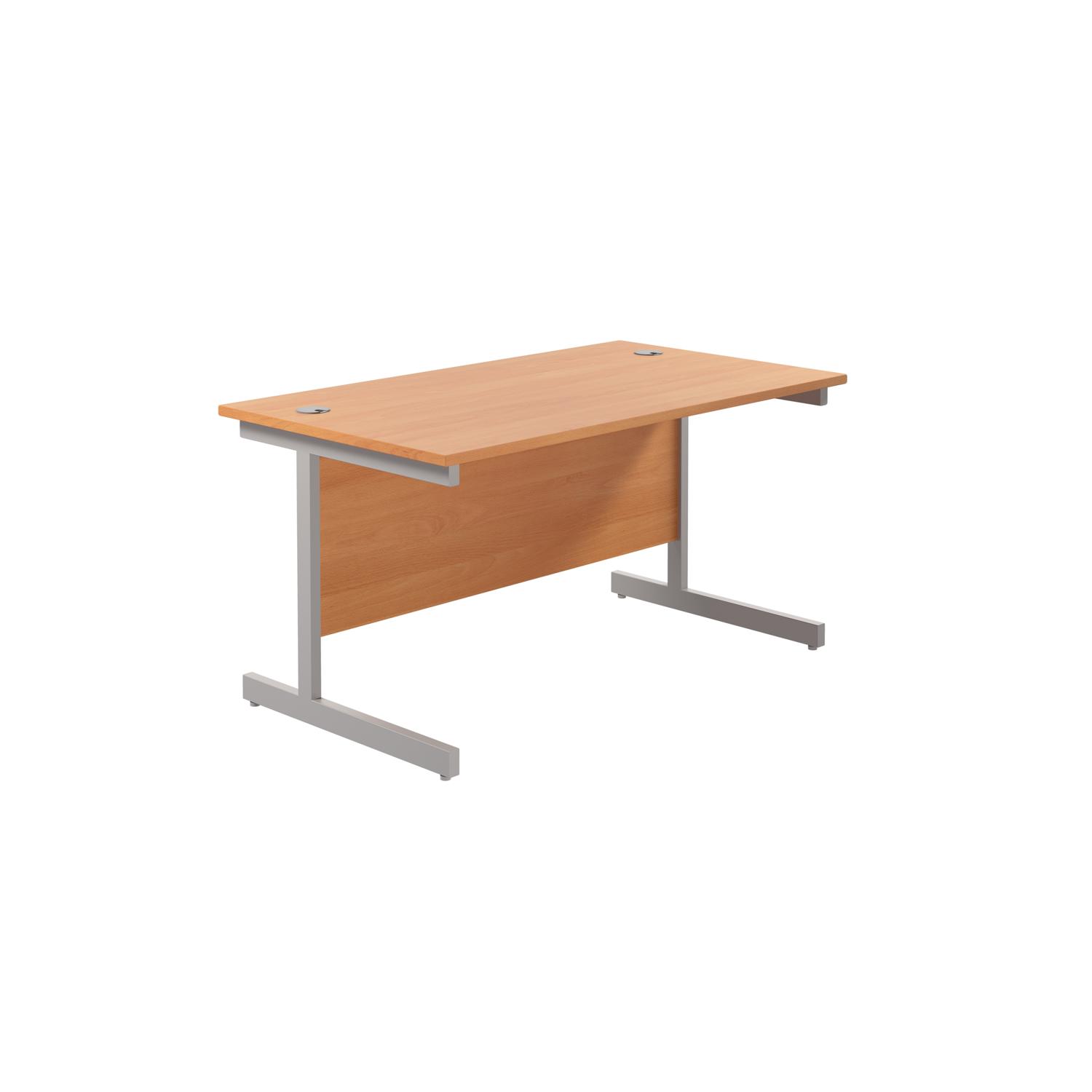 Single Upright Rectangular Desk: 800mm Deep  1200 X 800 Beech/Silver