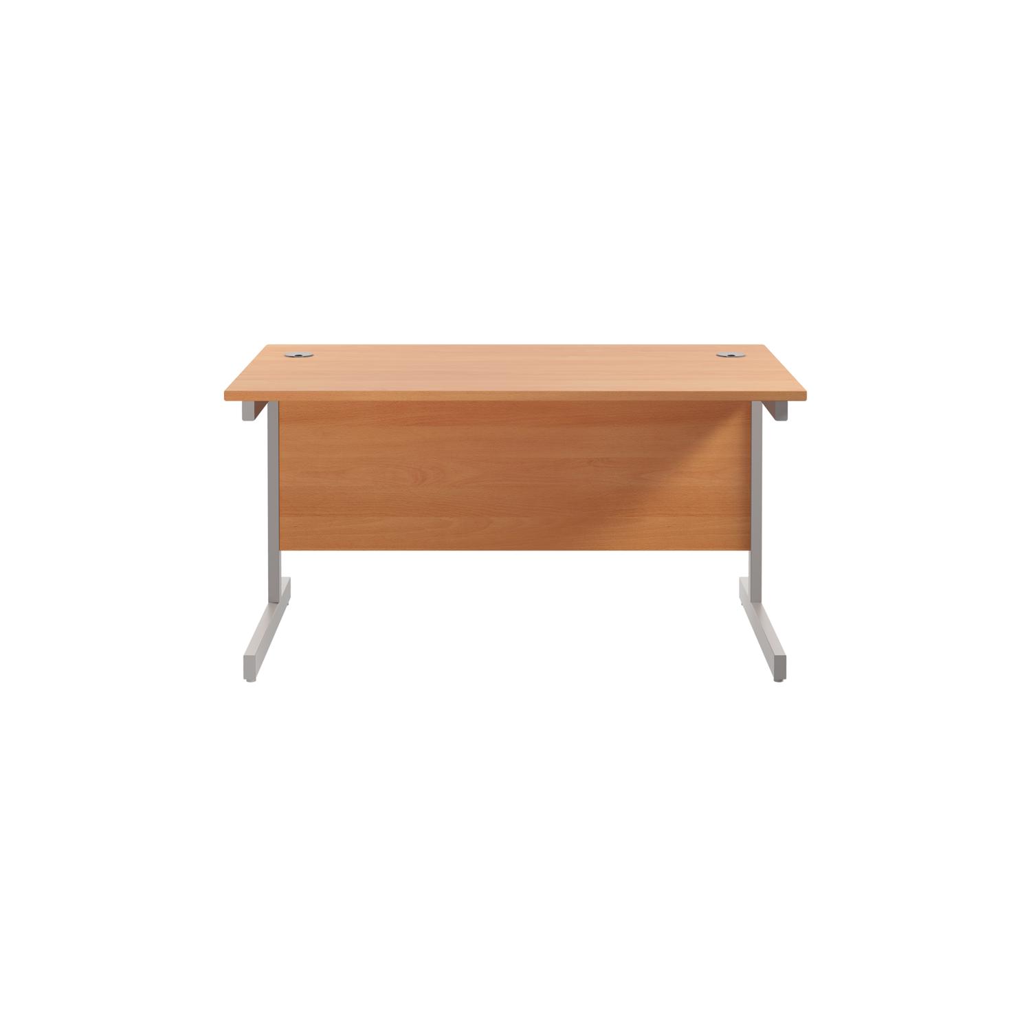 Single Upright Rectangular Desk: 800mm Deep  1200 X 800 Beech/Silver