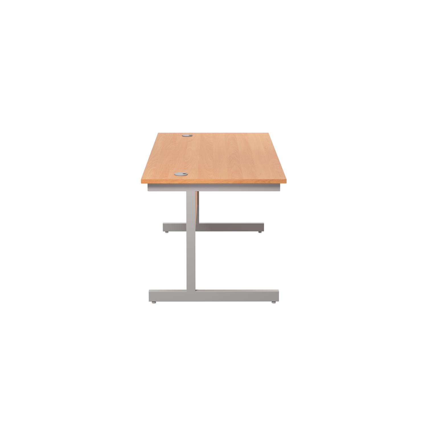 Single Upright Rectangular Desk: 800mm Deep  1200 X 800 Beech/Silver
