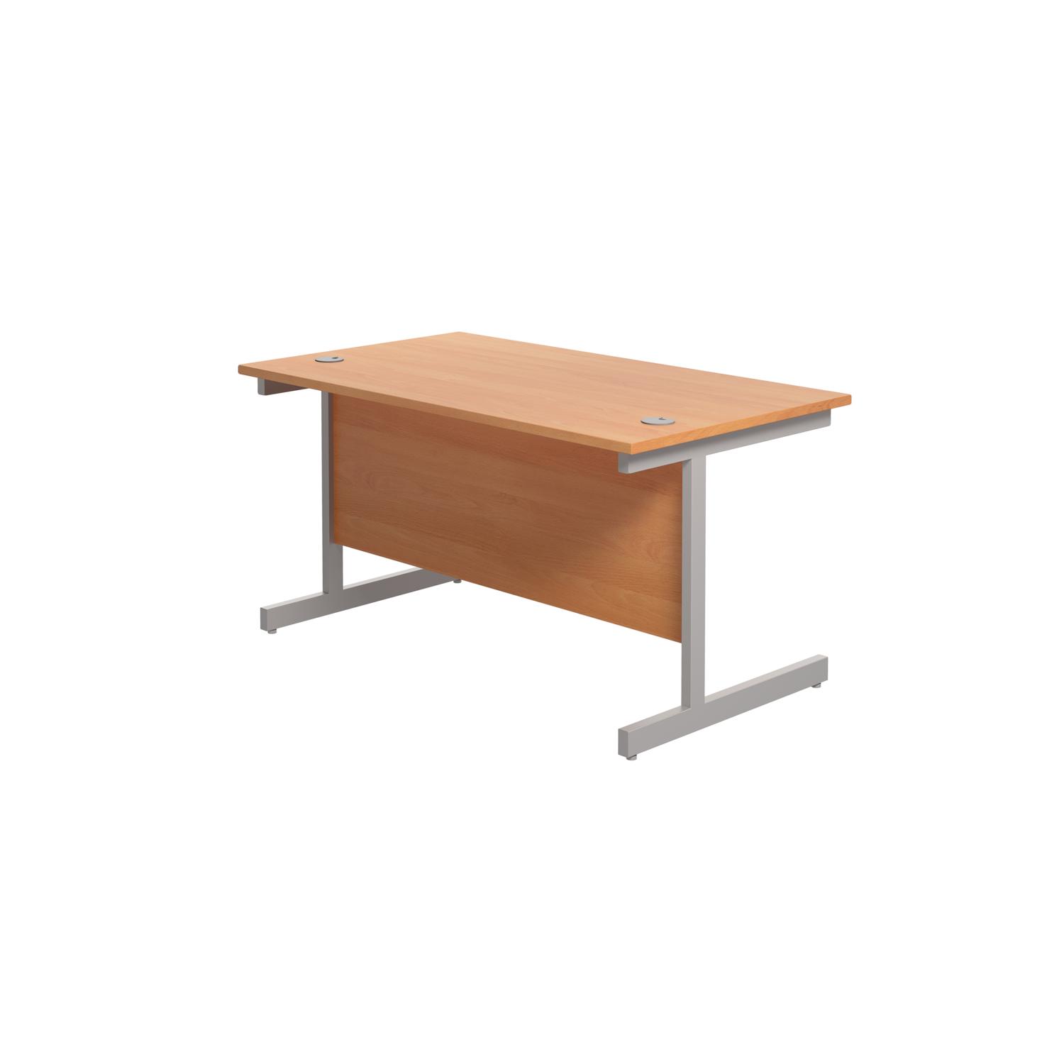 Single Upright Rectangular Desk: 800mm Deep  1200 X 800 Beech/Silver