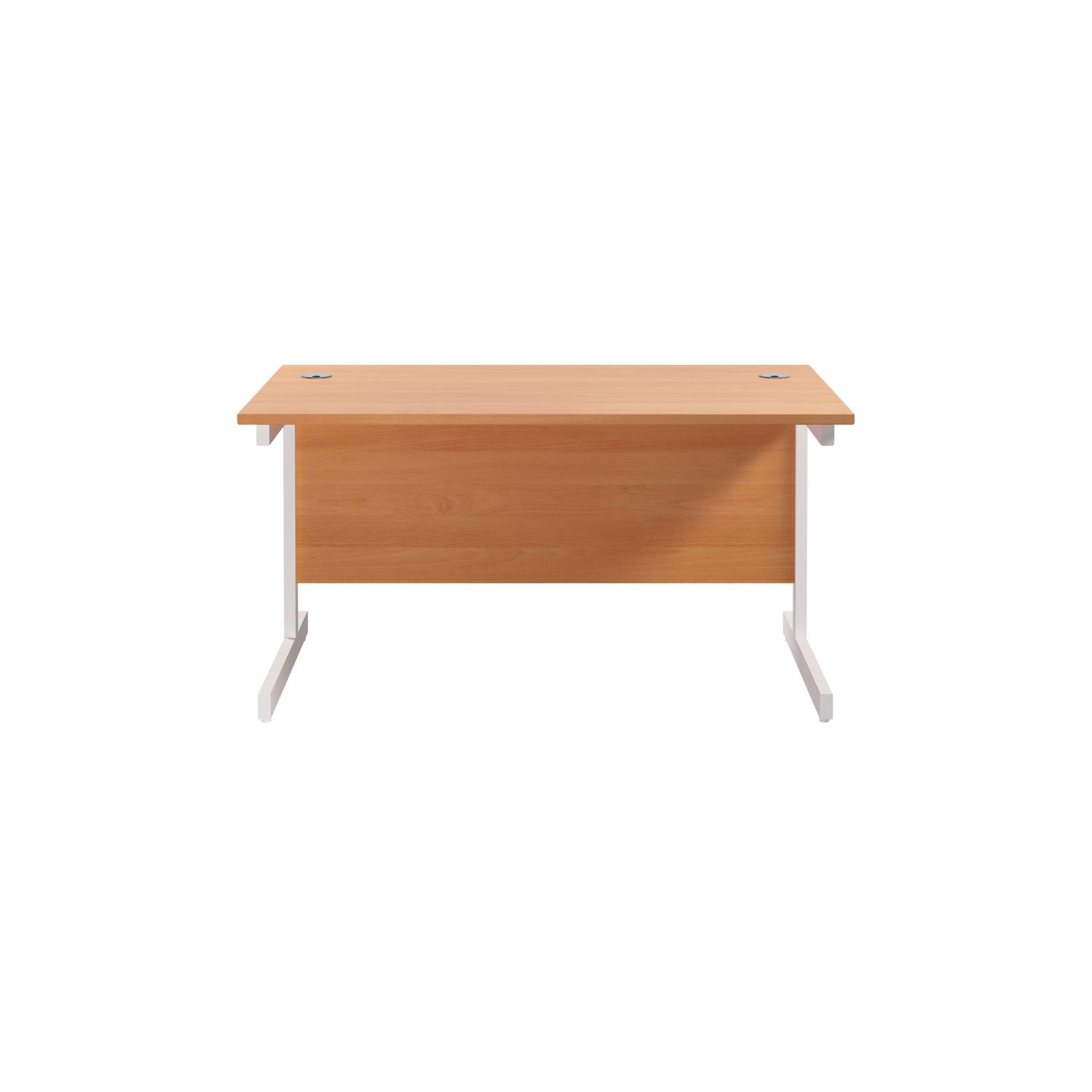 Single Upright Rectangular Desk: 800mm Deep  1200 X 800 Beech/White