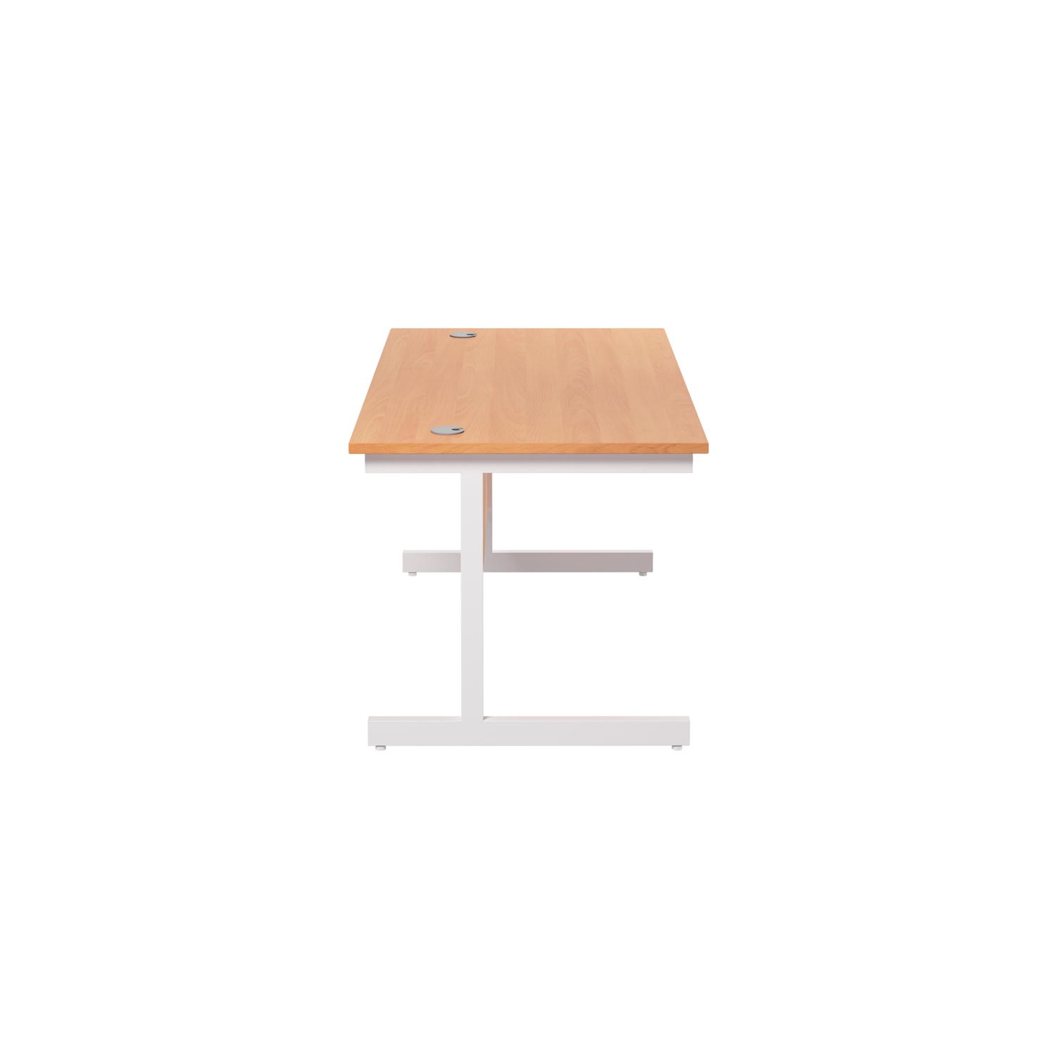 Single Upright Rectangular Desk: 800mm Deep  1200 X 800 Beech/White