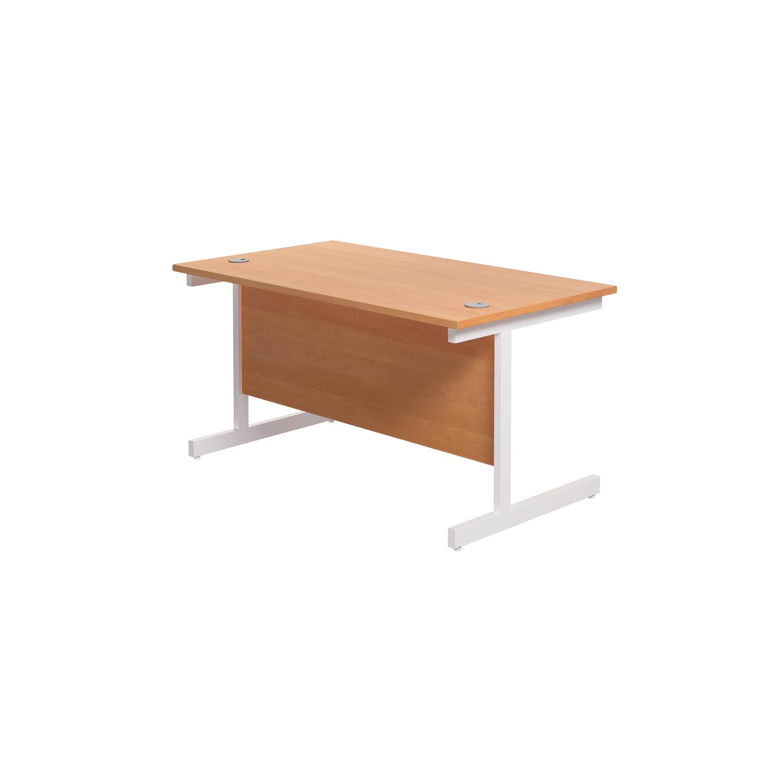Single Upright Rectangular Desk: 800mm Deep  1200 X 800 Beech/White