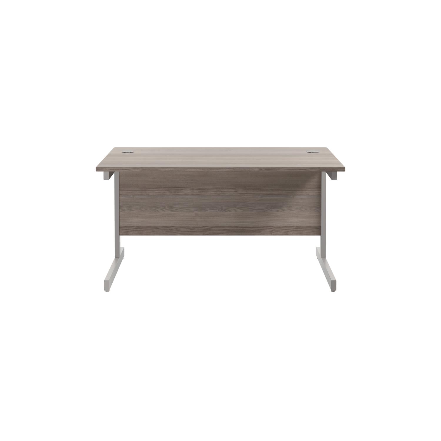 Single Upright Rectangular Desk: 800mm Deep  1200 X 800 Grey Oak/Silver