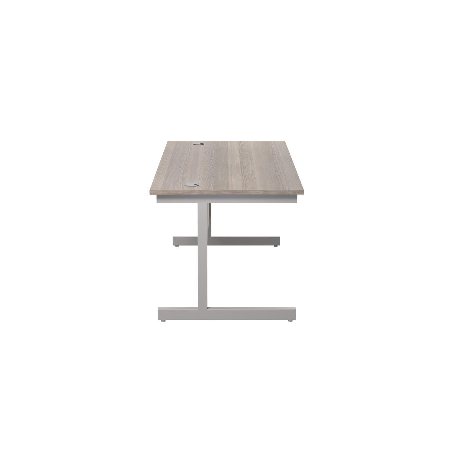 Single Upright Rectangular Desk: 800mm Deep  1200 X 800 Grey Oak/Silver