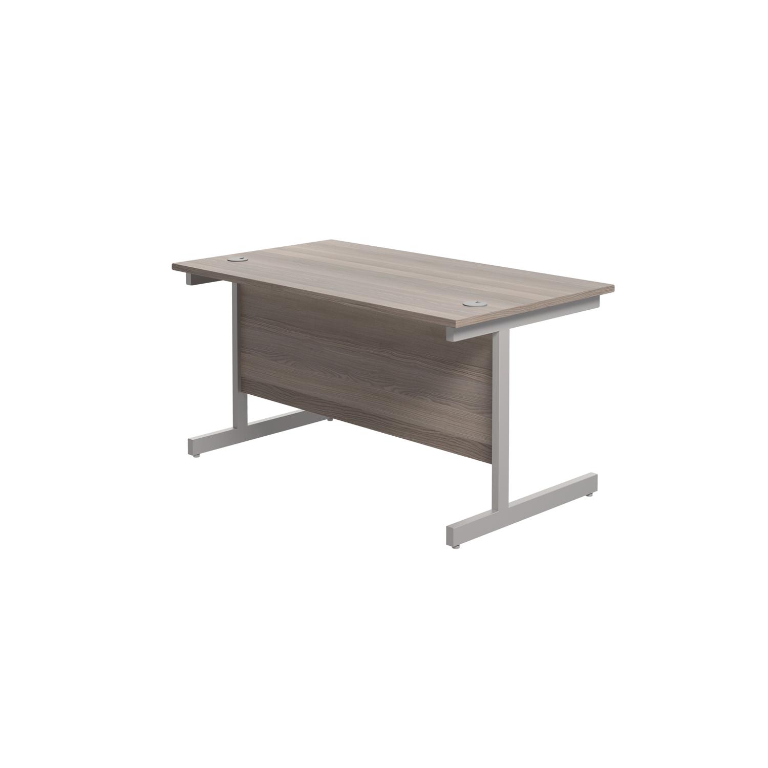 Single Upright Rectangular Desk: 800mm Deep  1200 X 800 Grey Oak/Silver