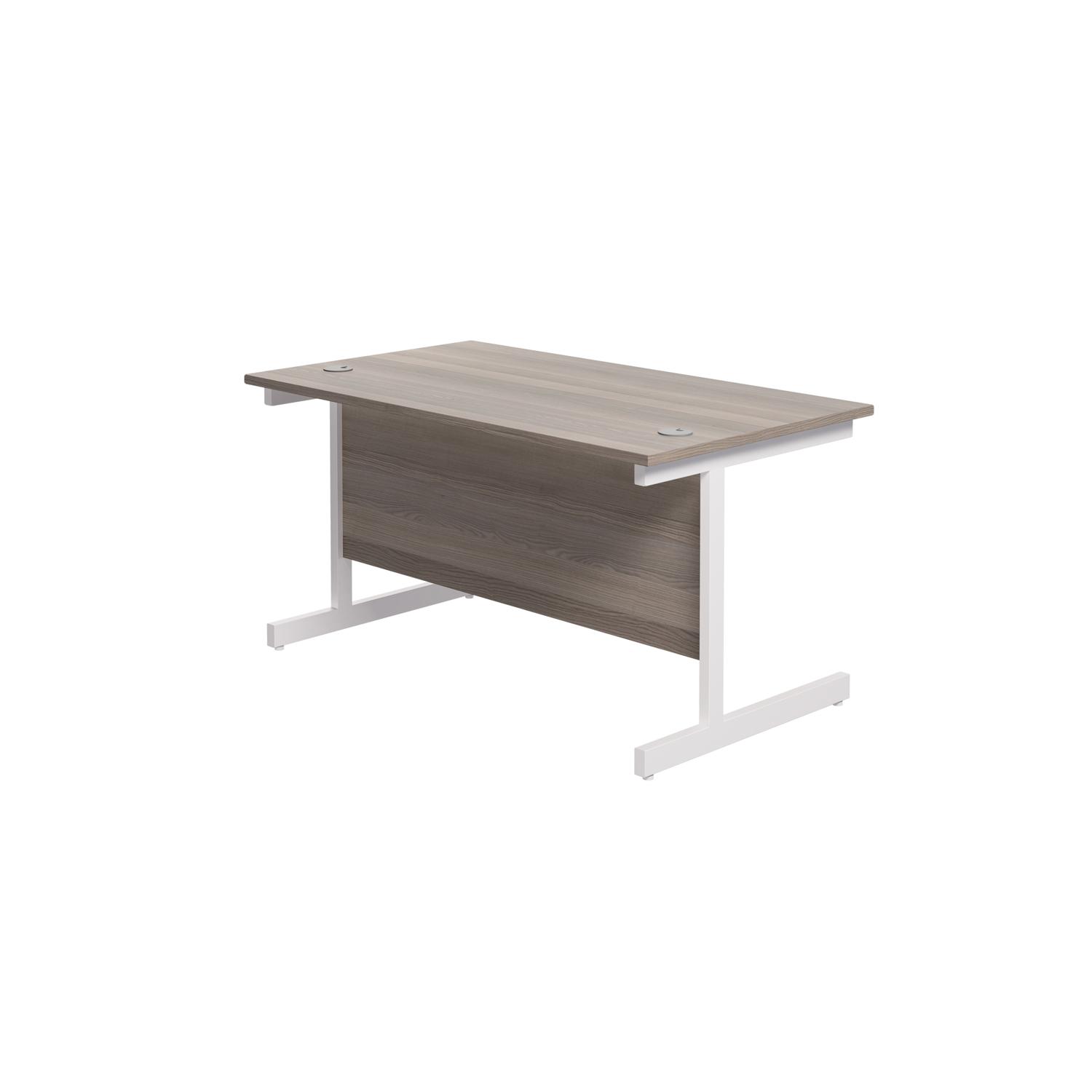 Single Upright Rectangular Desk: 800mm Deep 1200 X 800 Grey Oak/White Single Upright Rectangular Desk: 800mm Deep 1200 X 800 Grey Oak/White