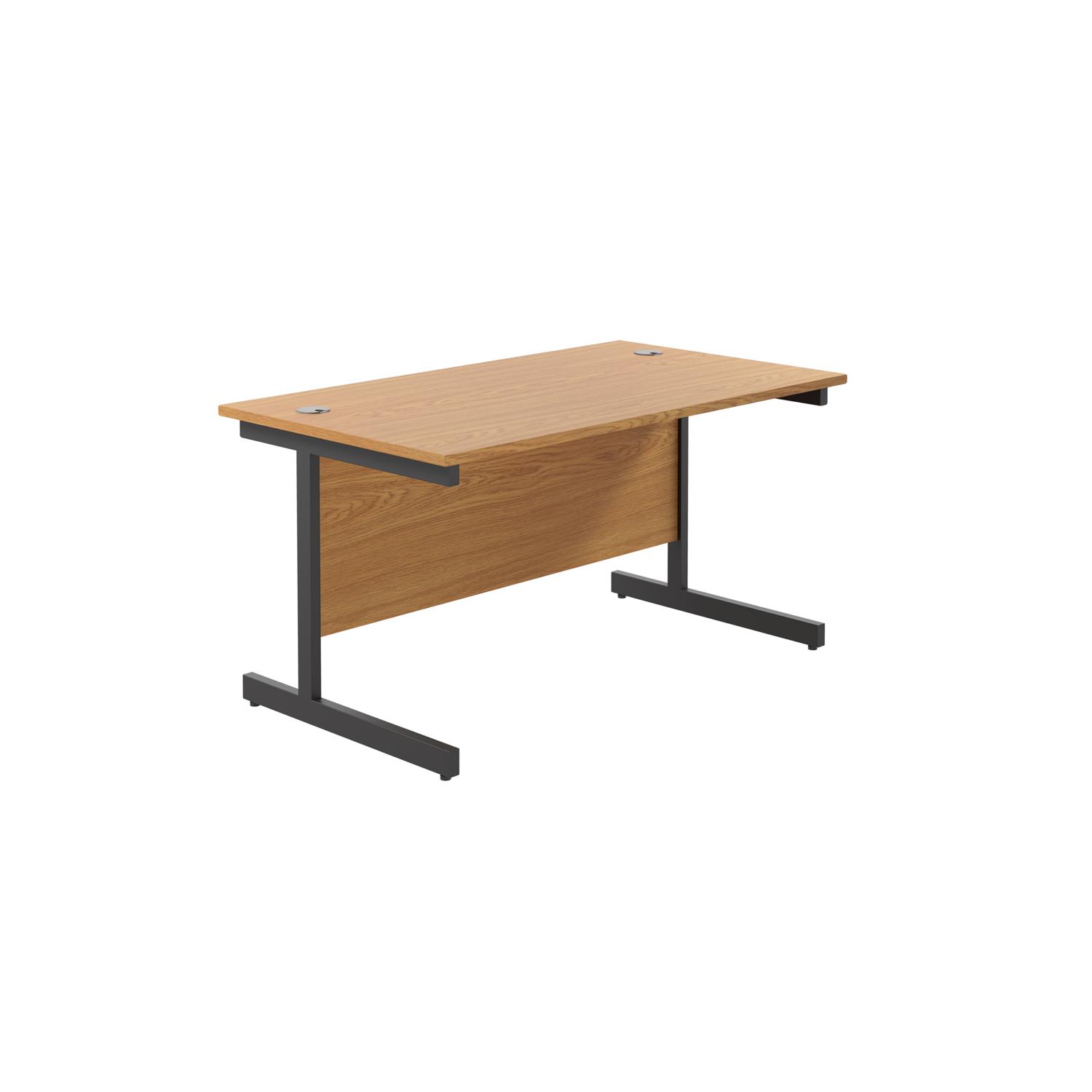 Single Upright Rectangular Desk: 800mm Deep  1200 X 800 Nova Oak/Black