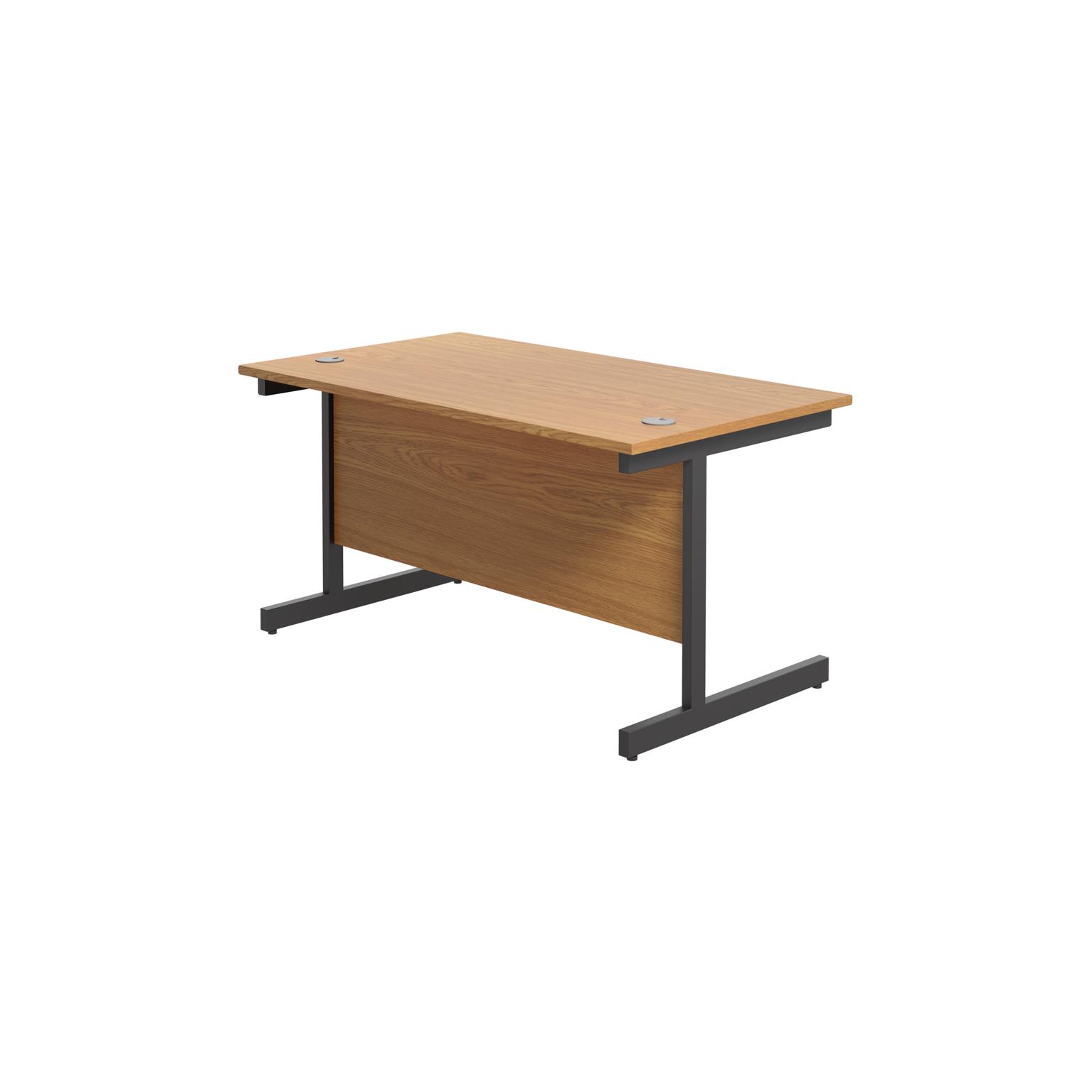 Single Upright Rectangular Desk: 800mm Deep  1200 X 800 Nova Oak/Black