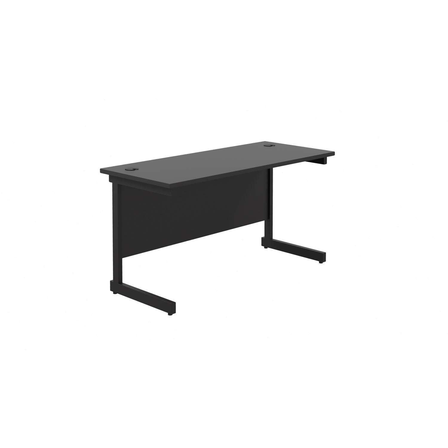 Single Upright Rectangular Desk: 600mm Deep  1400 X 600 Black/Black