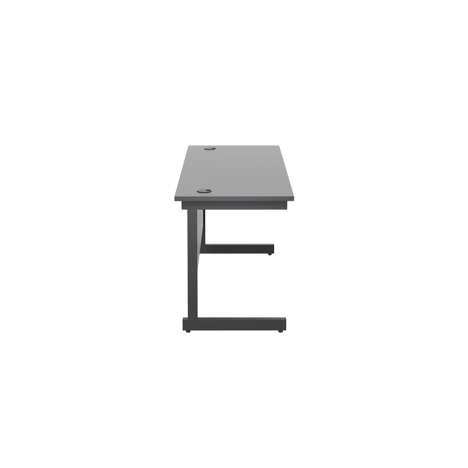 Single Upright Rectangular Desk: 600mm Deep  1400 X 600 Black/Black
