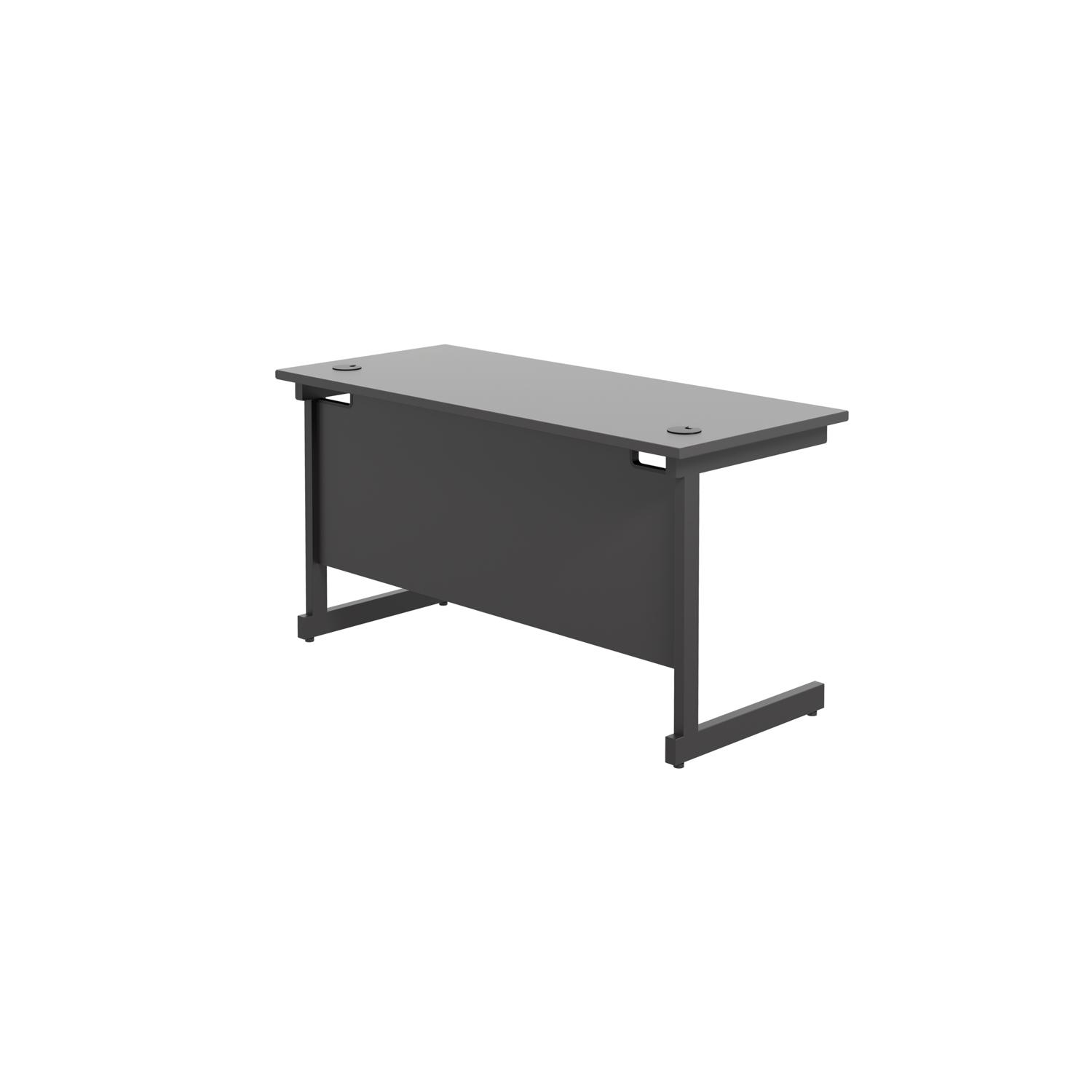 Single Upright Rectangular Desk: 600mm Deep  1400 X 600 Black/Black