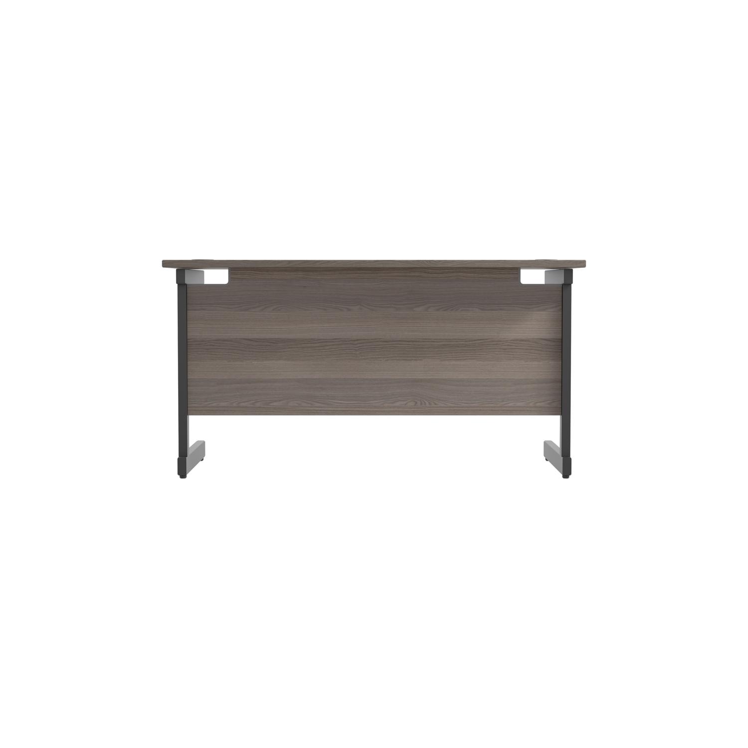 Single Upright Rectangular Desk: 600mm Deep  1400 X 600 Grey Oak/Black