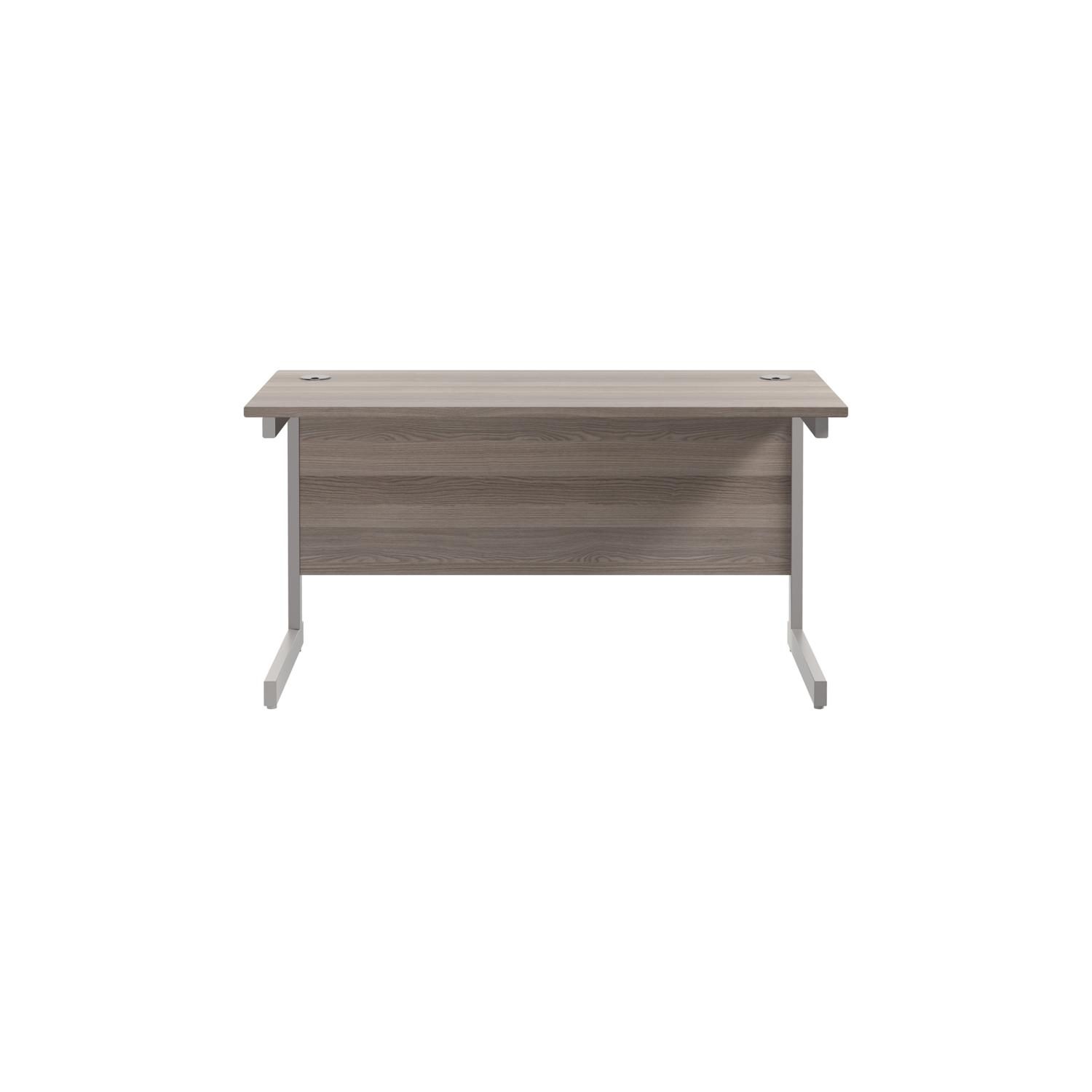 Single Upright Rectangular Desk: 600mm Deep 1400 X 600 Grey Oak/Silver Single Upright Rectangular Desk: 600mm Deep 1400 X 600 Grey Oak/Silver