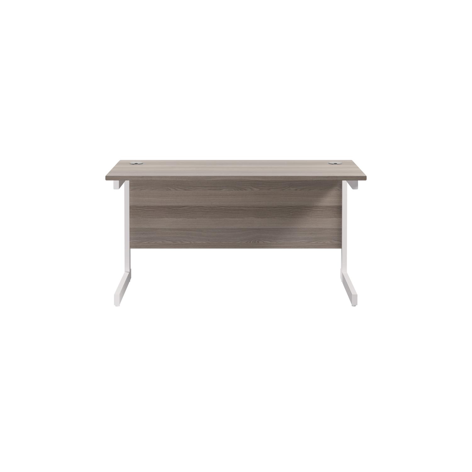 Single Upright Rectangular Desk: 600mm Deep 1400 X 600 Grey Oak/White Single Upright Rectangular Desk: 600mm Deep 1400 X 600 Grey Oak/White