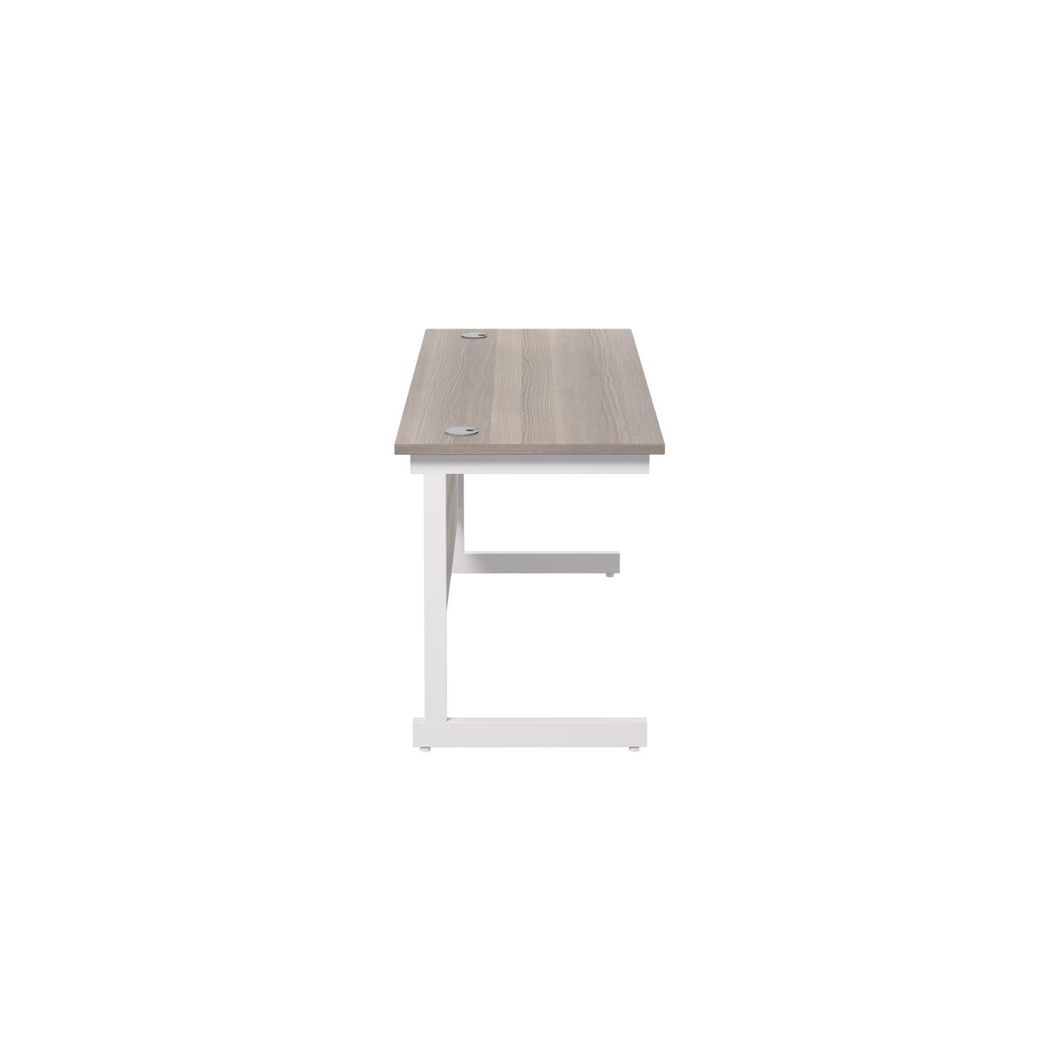 Single Upright Rectangular Desk: 600mm Deep 1400 X 600 Grey Oak/White Single Upright Rectangular Desk: 600mm Deep 1400 X 600 Grey Oak/White