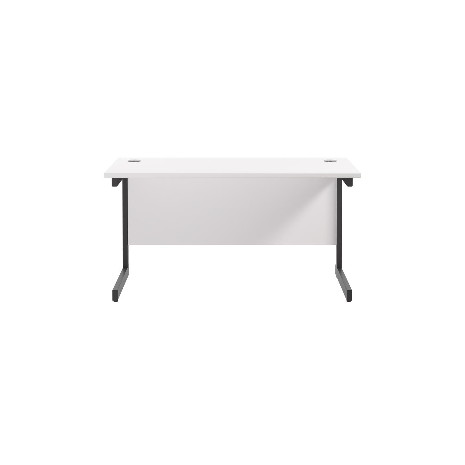 Single Upright Rectangular Desk: 600mm Deep 1400 X 600 White/Black Single Upright Rectangular Desk: 600mm Deep 1400 X 600 White/Black