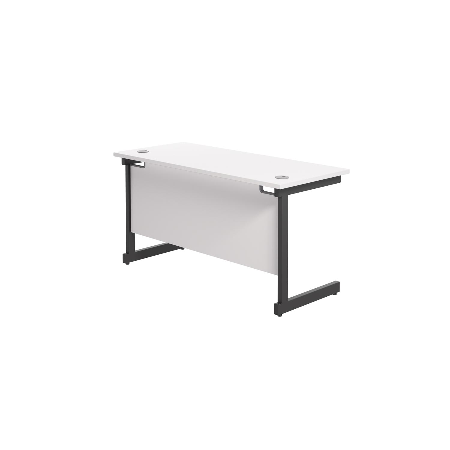 Single Upright Rectangular Desk: 600mm Deep 1400 X 600 White/Black Single Upright Rectangular Desk: 600mm Deep 1400 X 600 White/Black