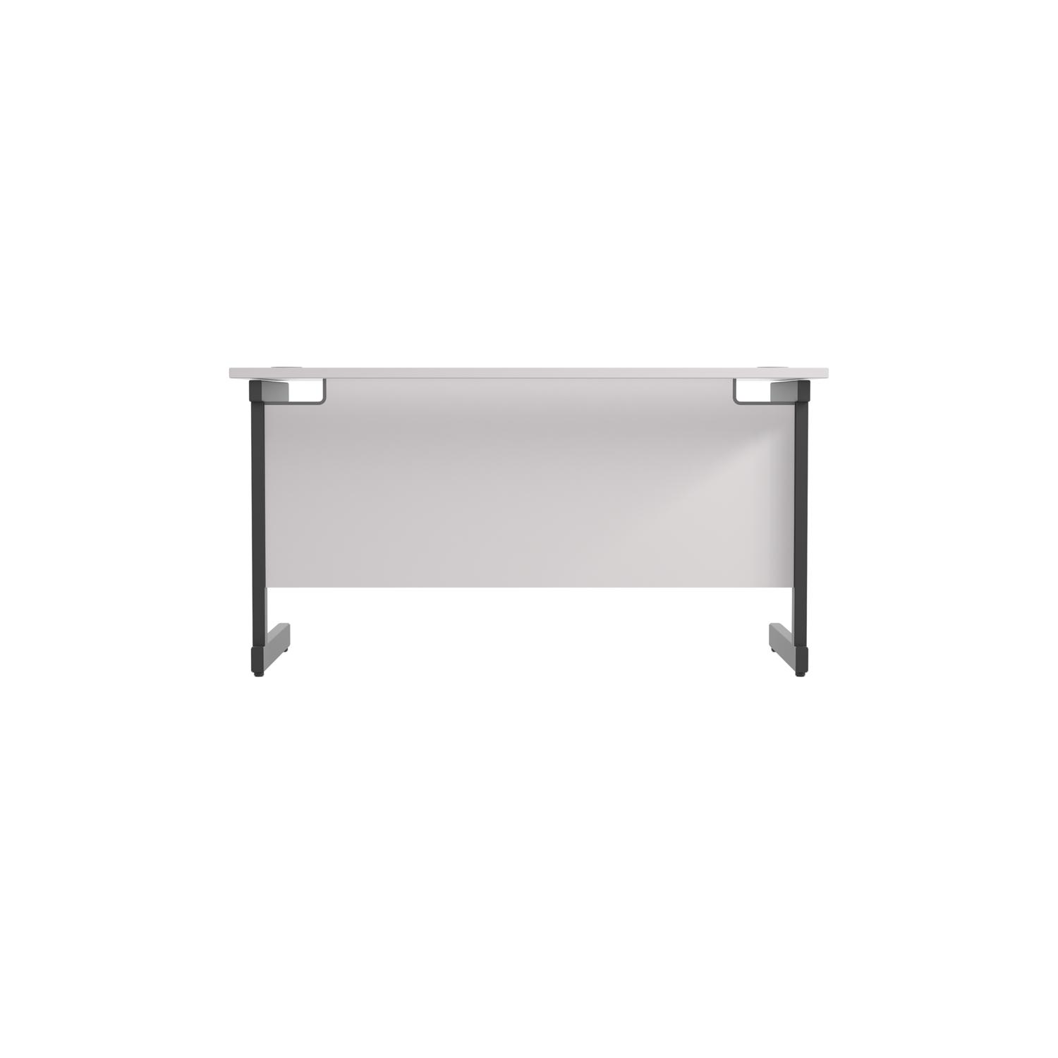 Single Upright Rectangular Desk: 600mm Deep  1400 X 600 White/Black