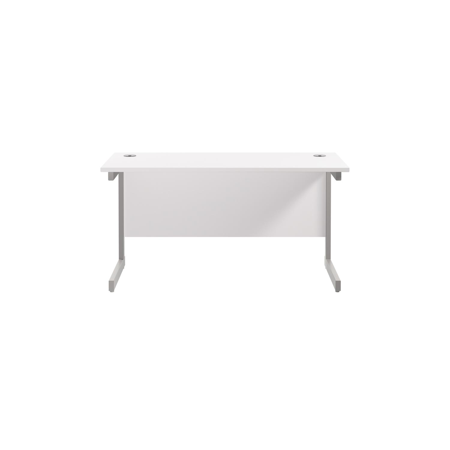 Single Upright Rectangular Desk: 600mm Deep  1400 X 600 White/Silver