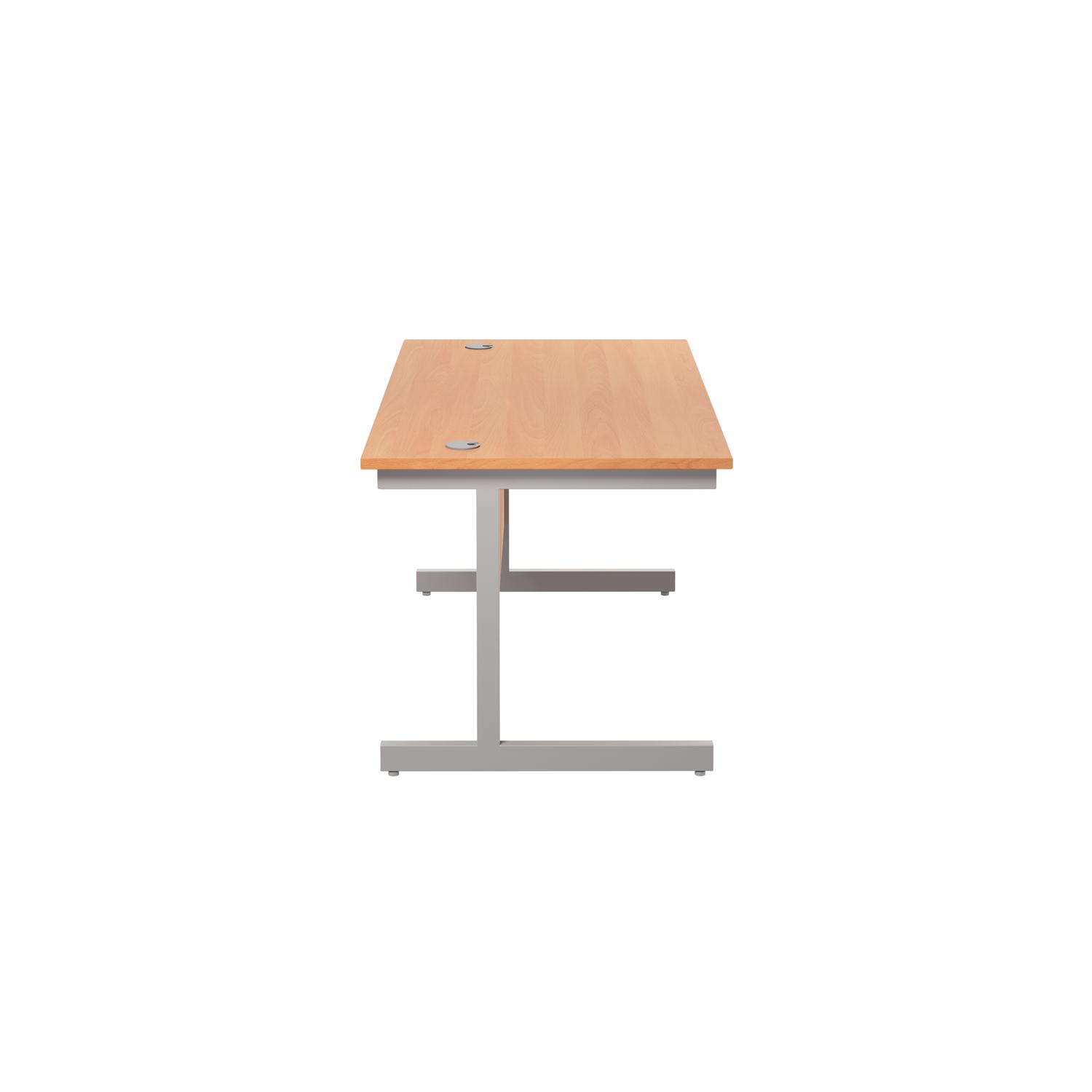 Single Upright Rectangular Desk: 800mm Deep 1400 X 800 Beech/Silver Single Upright Rectangular Desk: 800mm Deep 1400 X 800 Beech/Silver