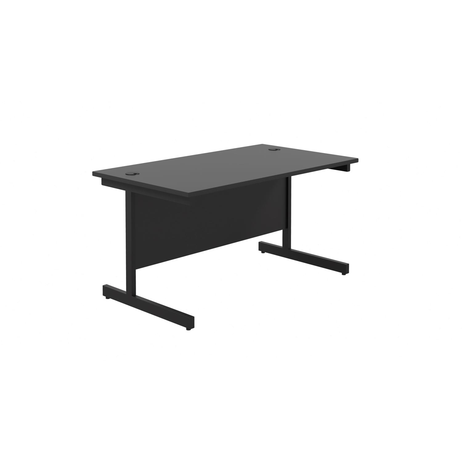 Single Upright Rectangular Desk: 800mm Deep  1400 X 800 Black/Black