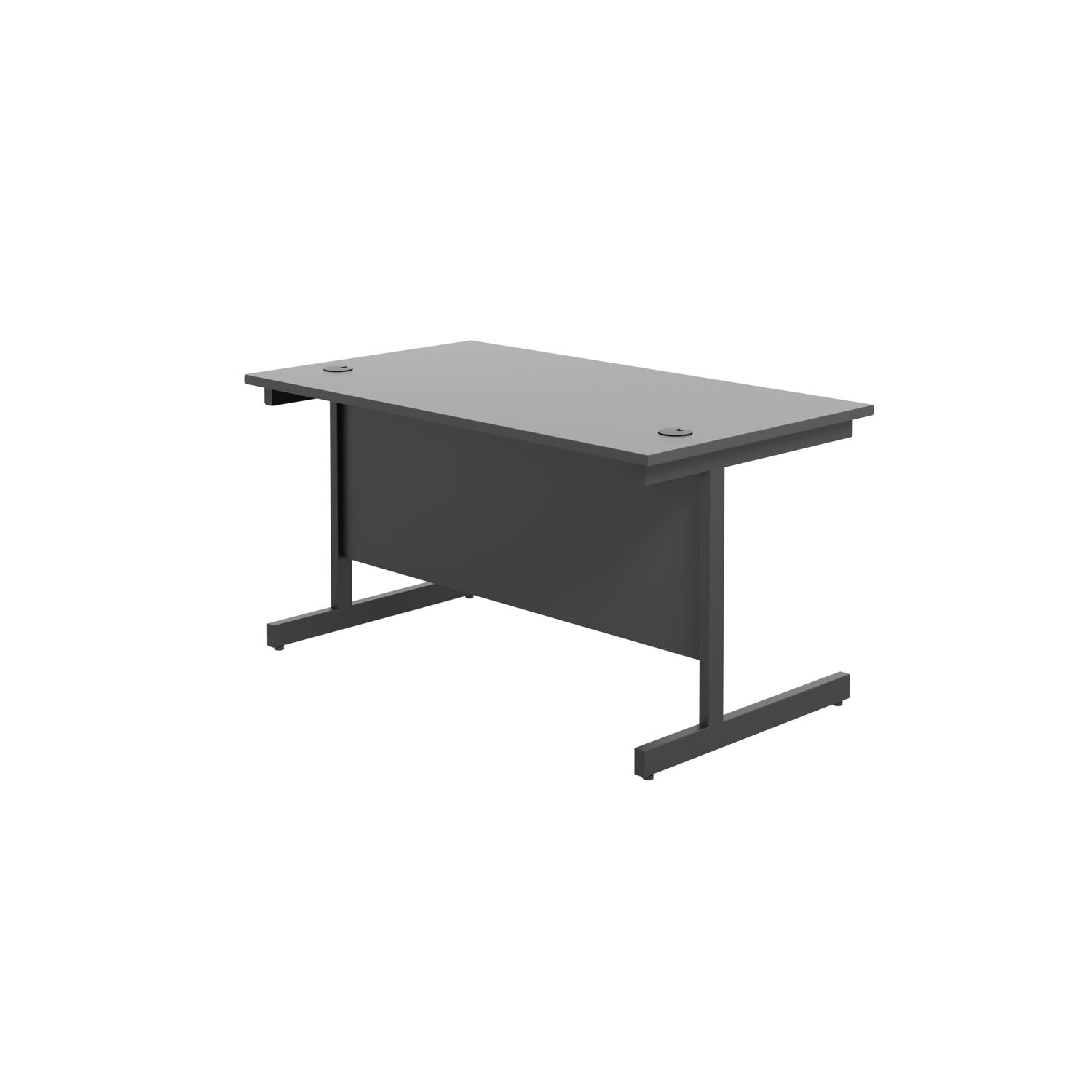 Single Upright Rectangular Desk: 800mm Deep  1400 X 800 Black/Black