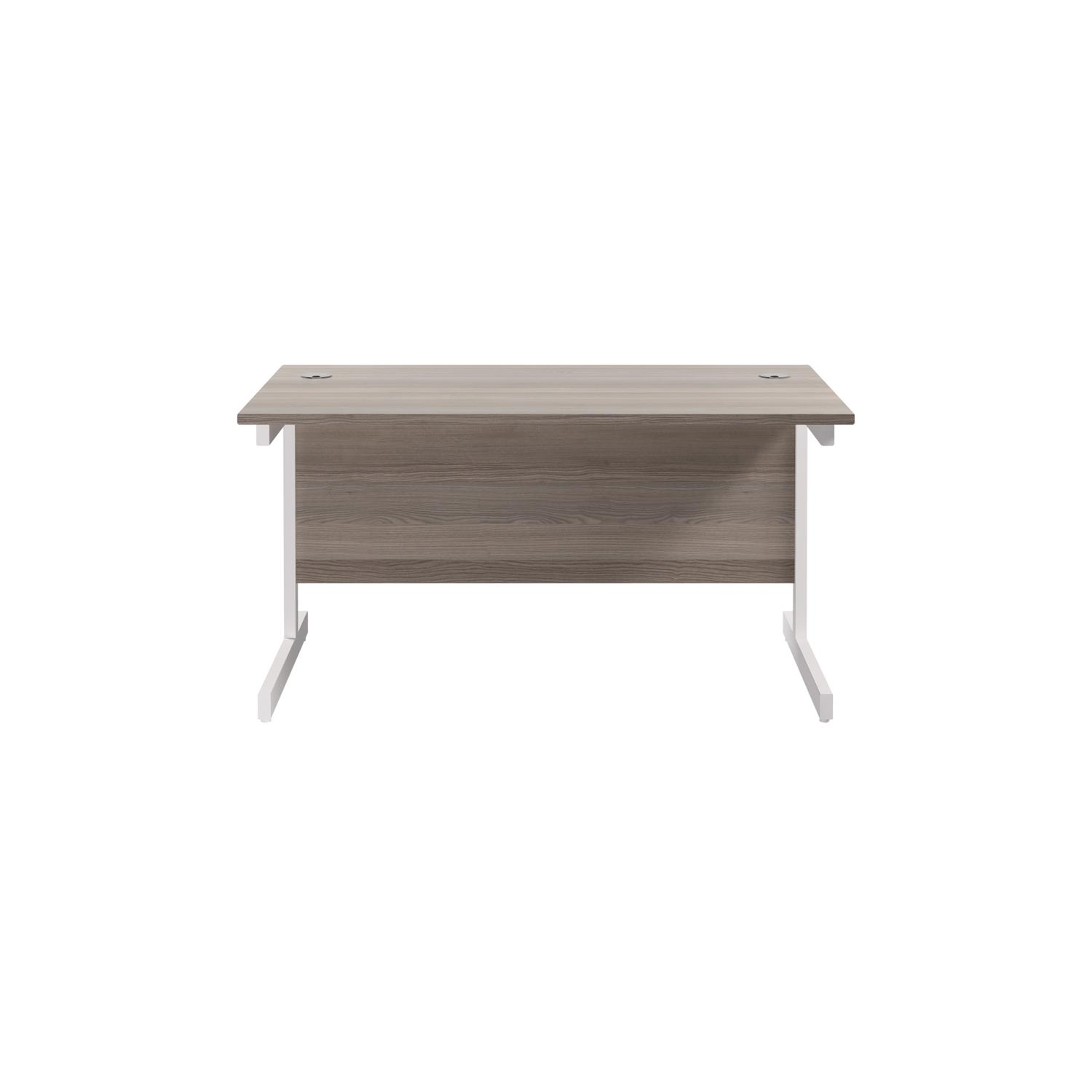 Single Upright Rectangular Desk: 800mm Deep 1400 X 800 Grey Oak/White Single Upright Rectangular Desk: 800mm Deep 1400 X 800 Grey Oak/White