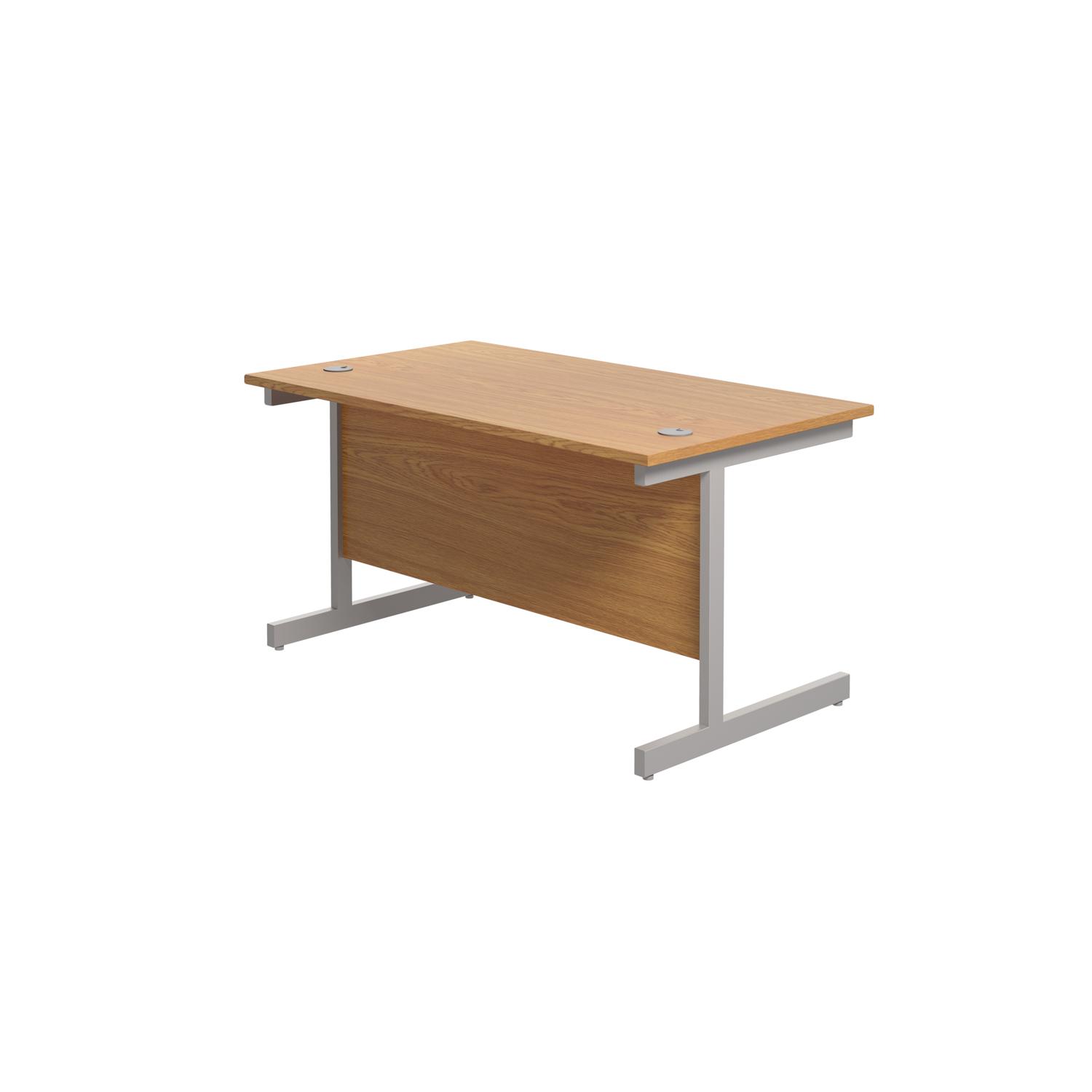 Single Upright Rectangular Desk: 800mm Deep 1400 X 800 Nova Oak/Silver Single Upright Rectangular Desk: 800mm Deep 1400 X 800 Nova Oak/Silver
