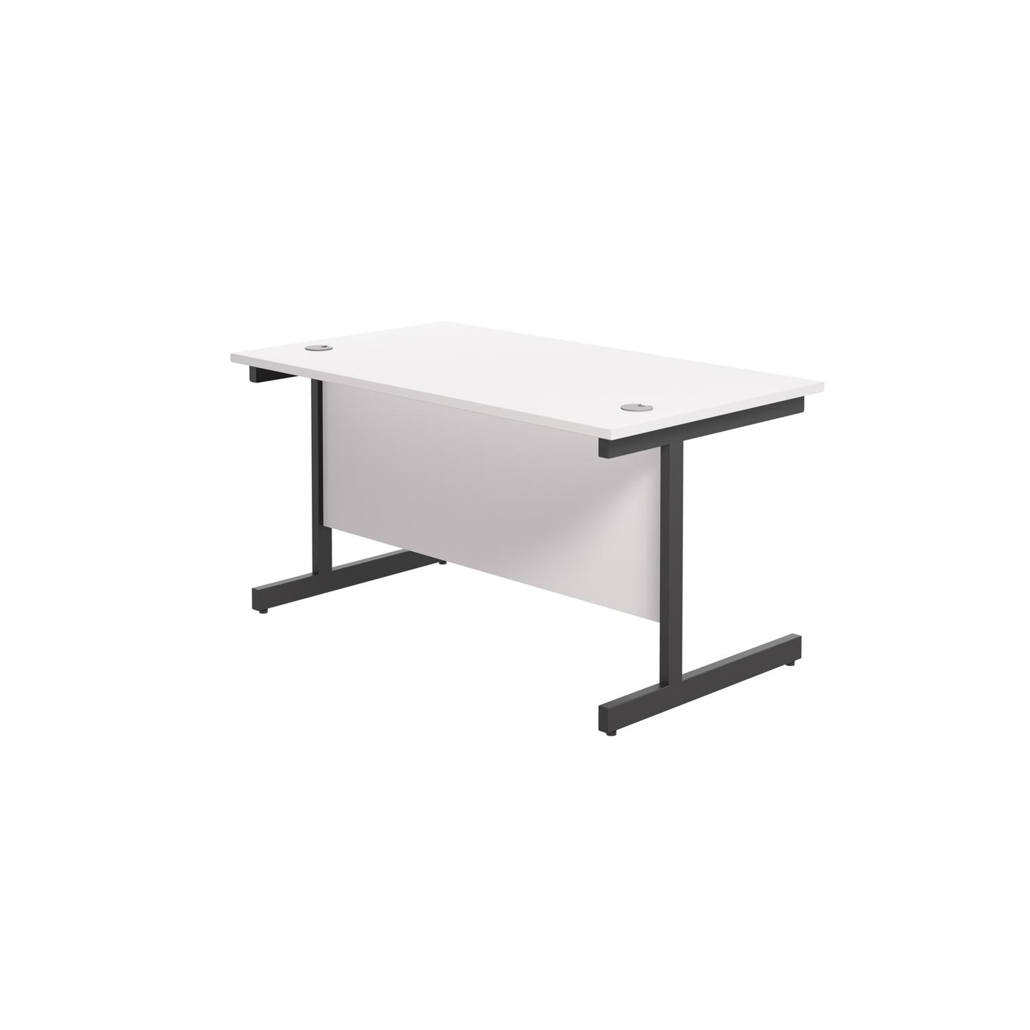 Single Upright Rectangular Desk: 800mm Deep 1400 X 800 White/Black Single Upright Rectangular Desk: 800mm Deep 1400 X 800 White/Black